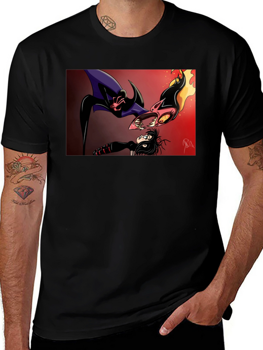 Cartoon Battle Graphic Tee - Black