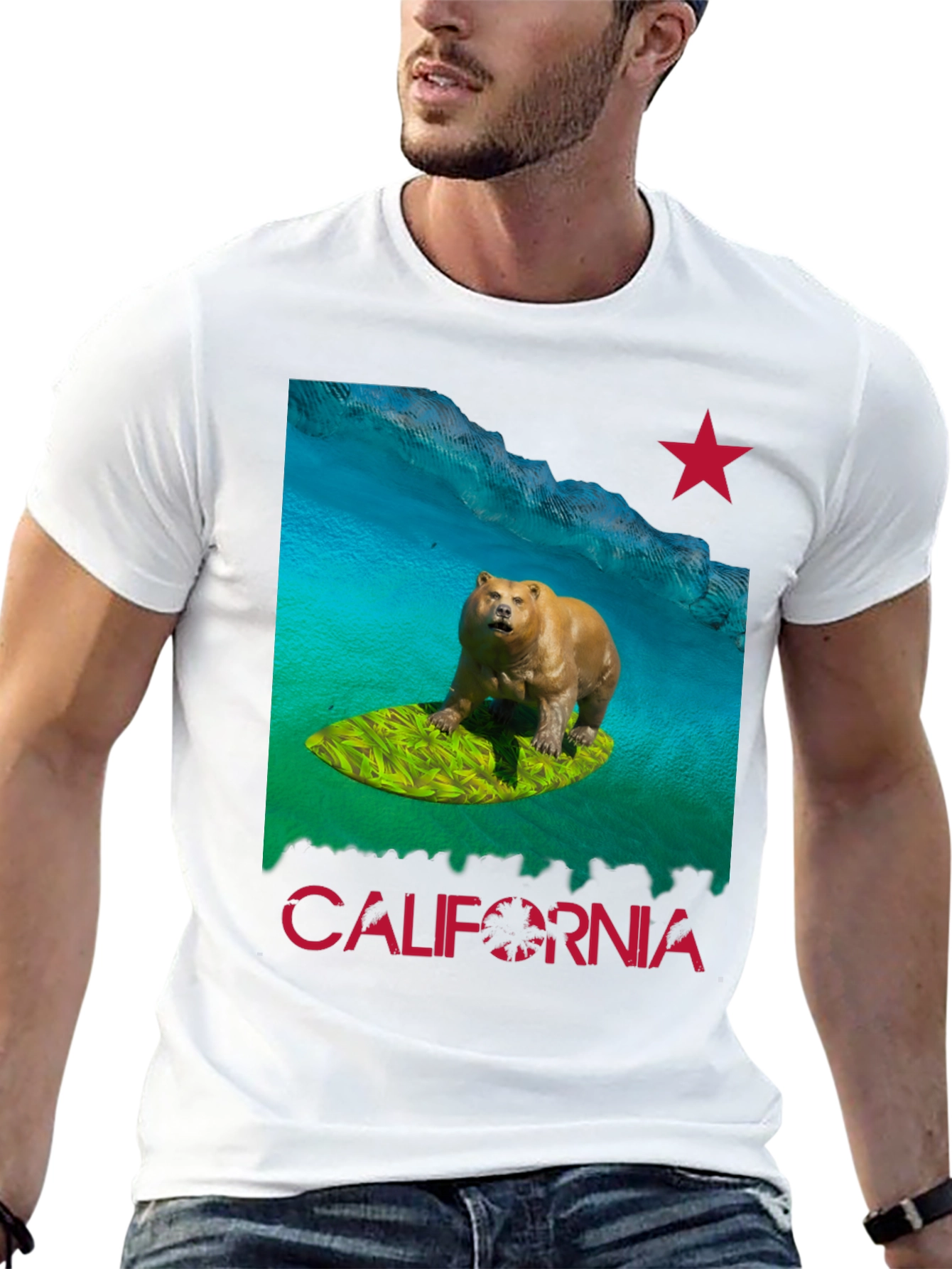 California Surfing Bear T-Shirt