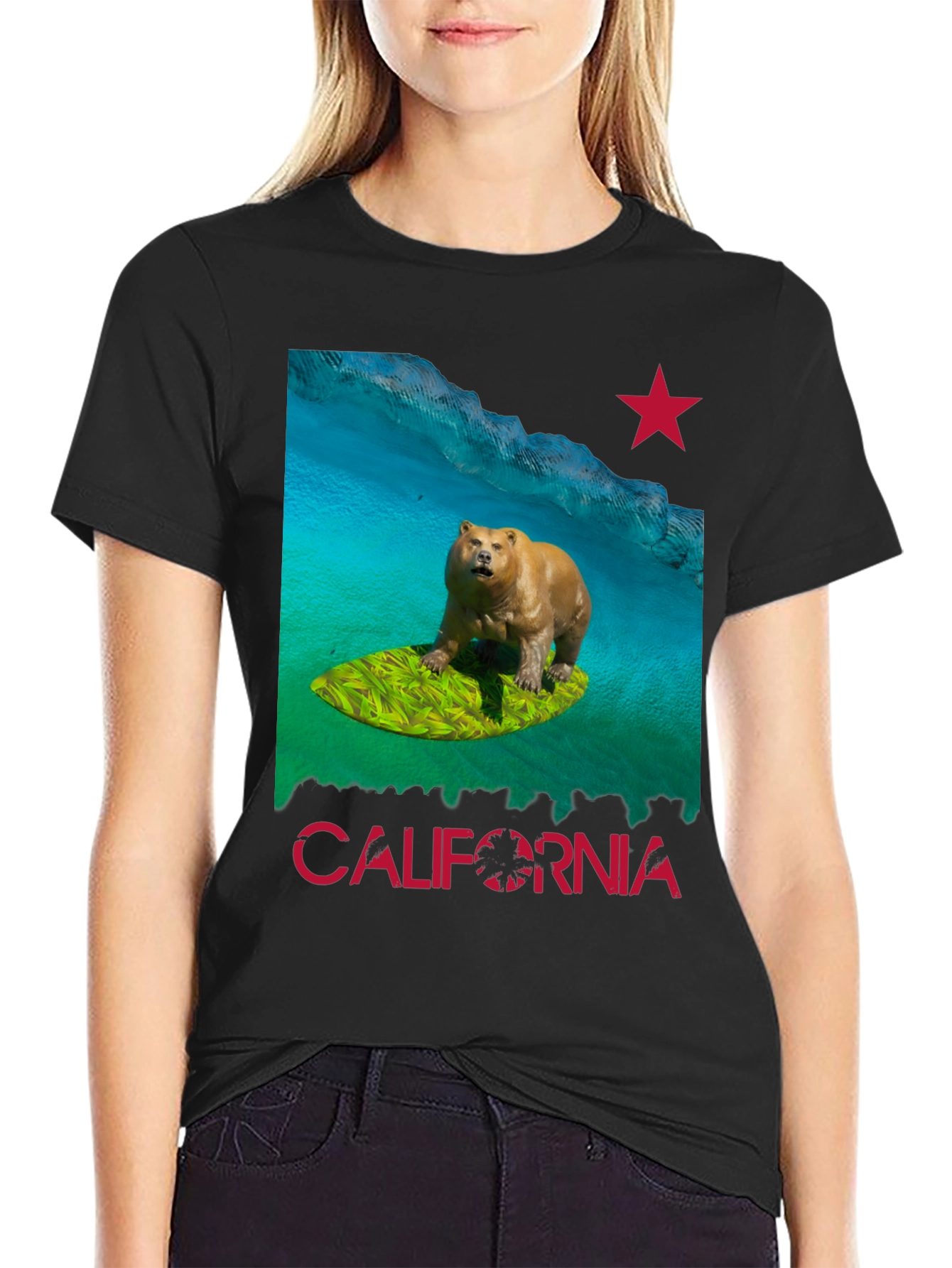 California Surfing Bear T-Shirt