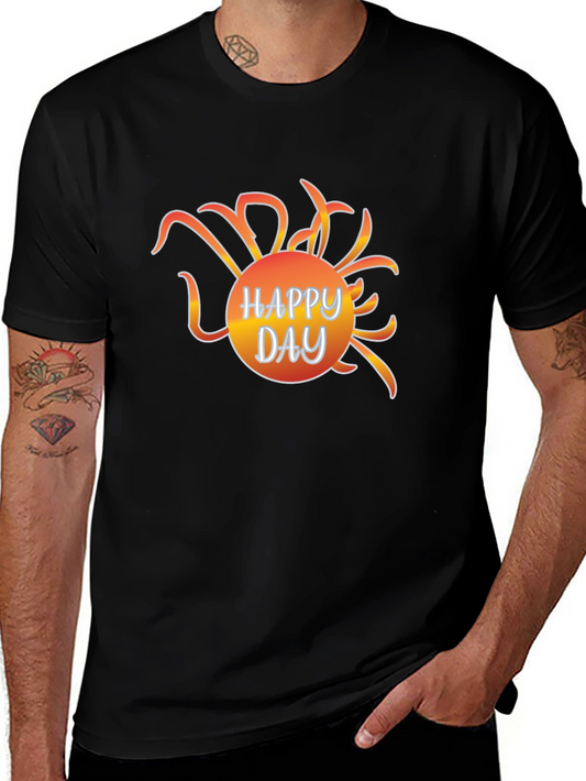 Happy Day Graphic Tee - Black Casual T-Shirt