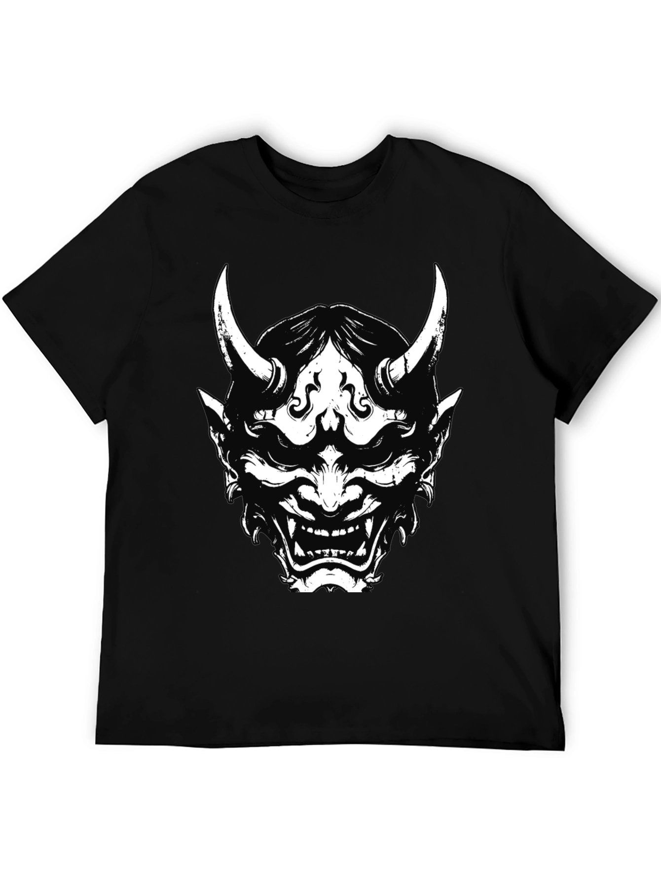 Mens Black Oni Mask Graphic Tee