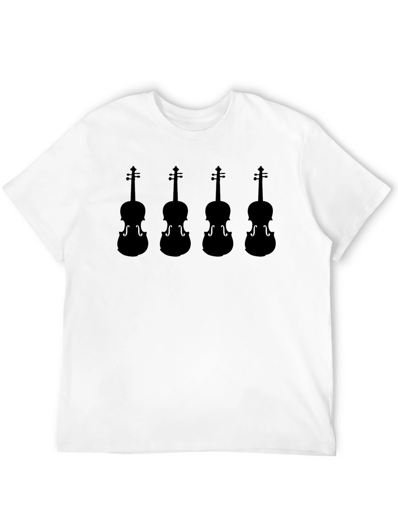 Violin Silhouette Graphic Tee - Black Cotton T-Shirt