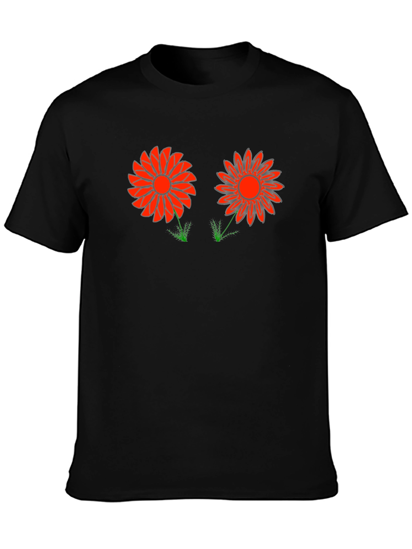 Funky Flower Graphic Tee - Black