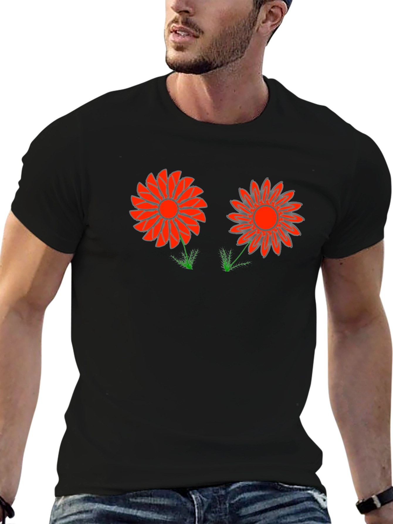 Funky Flower Graphic Tee - Black