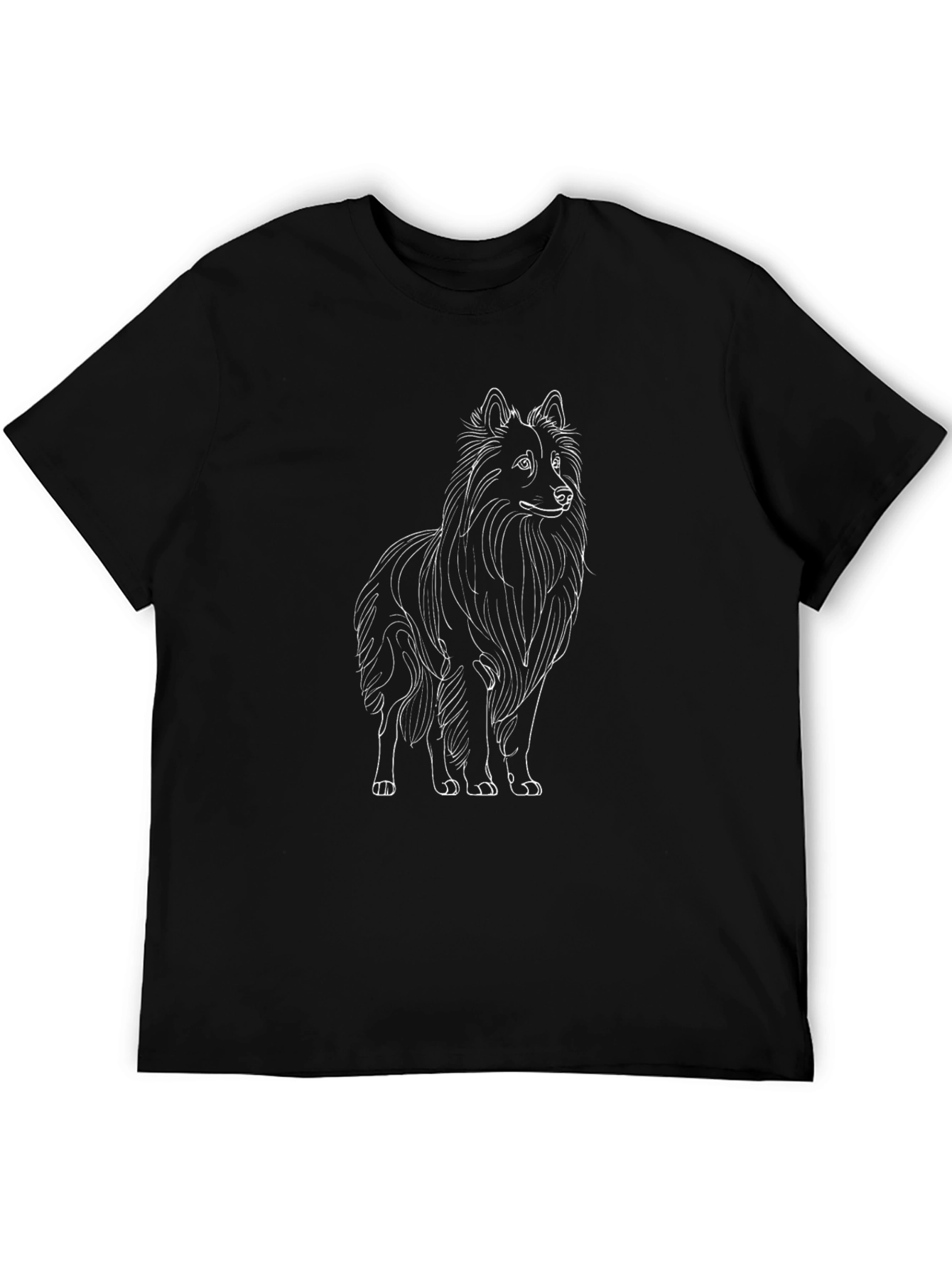 Dog Sketch Graphic Tee - Casual Black T-Shirt