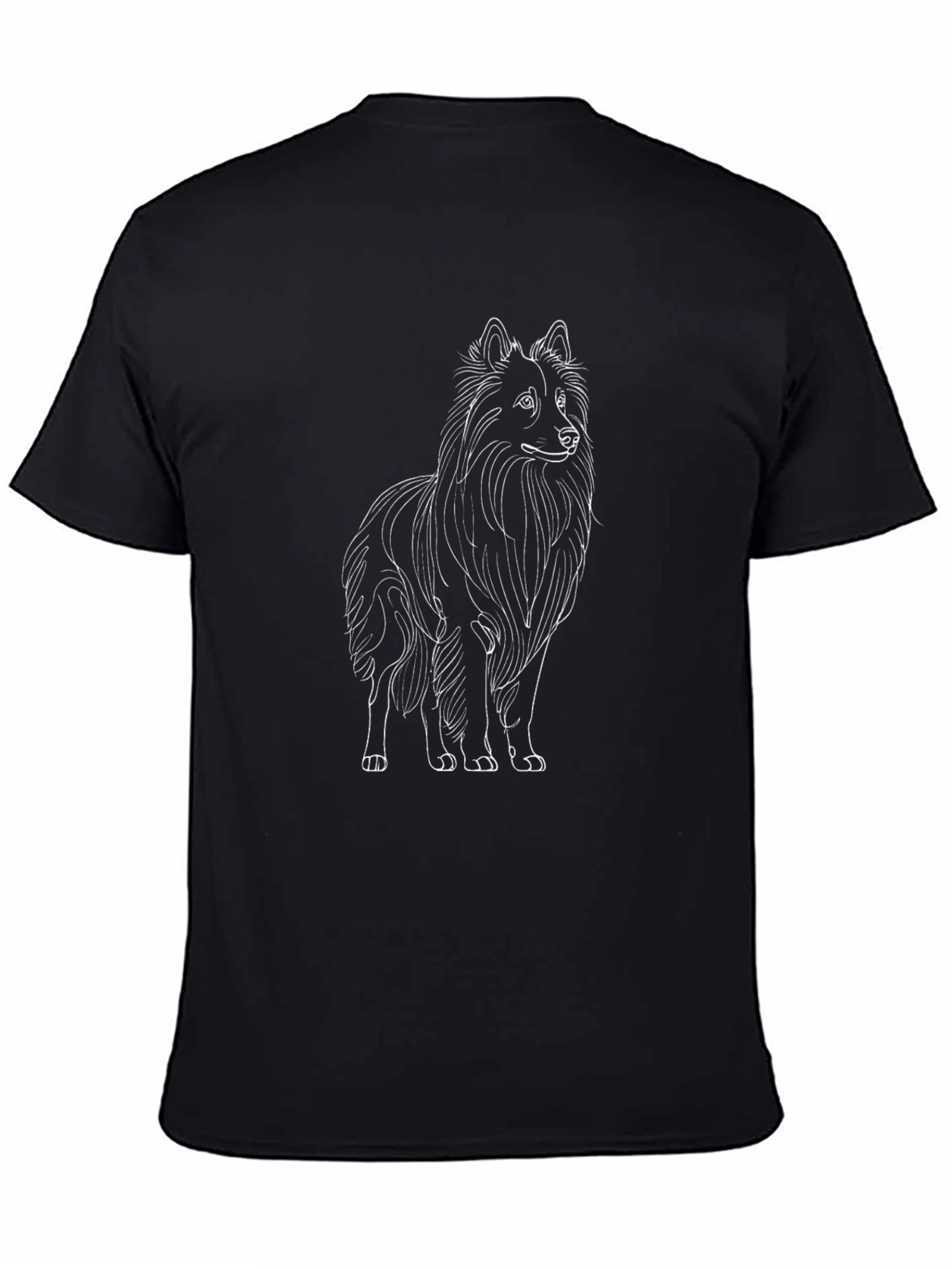 Dog Sketch Graphic Tee - Casual Black T-Shirt
