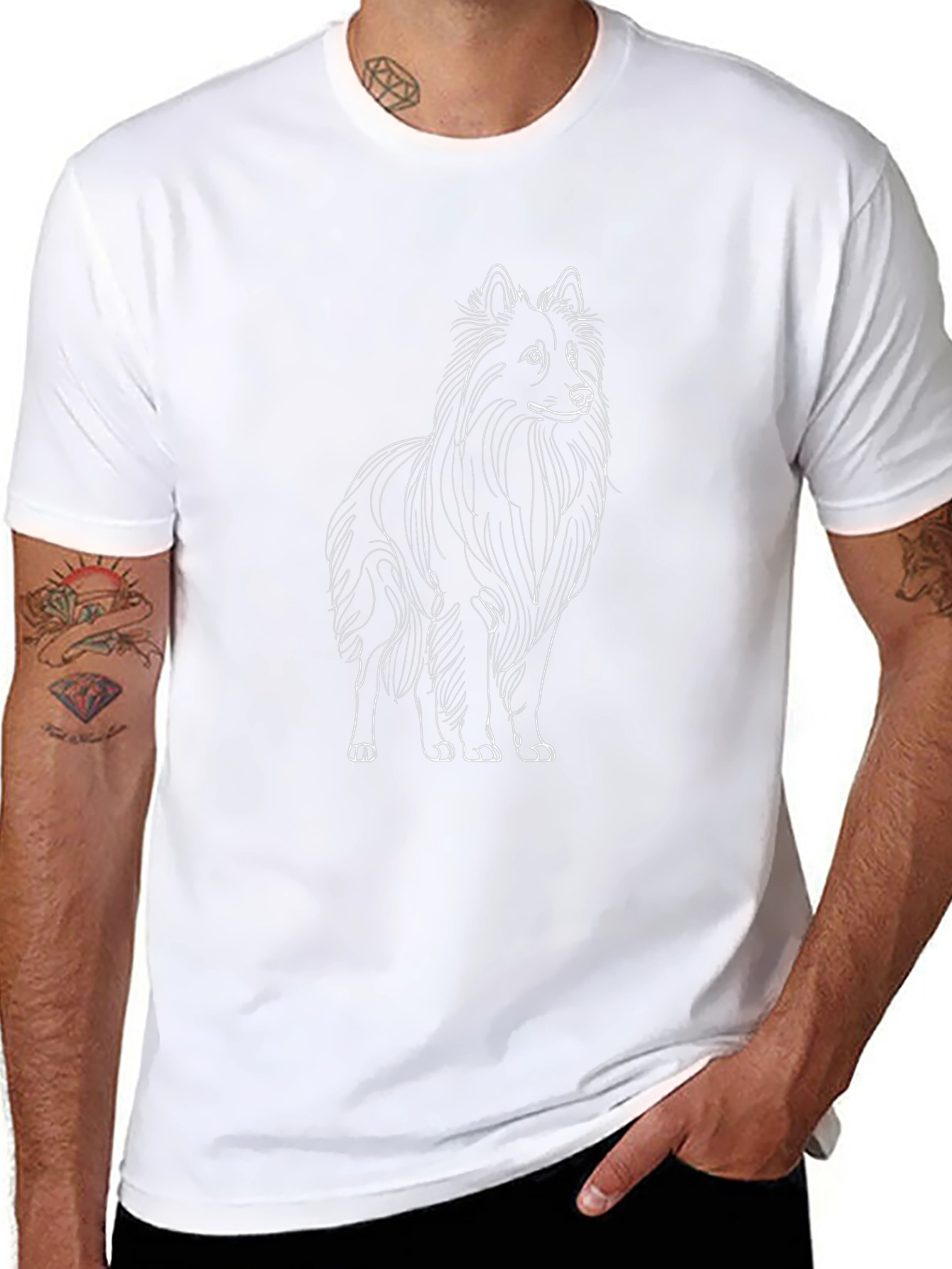 Dog Sketch Graphic Tee - Casual Black T-Shirt