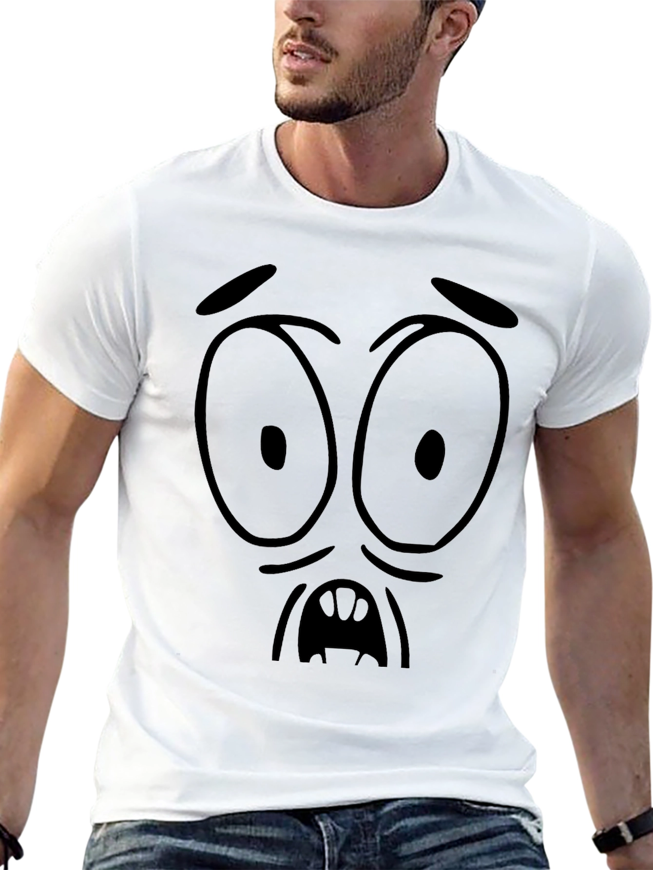 Cartoon Expression Black T-Shirt