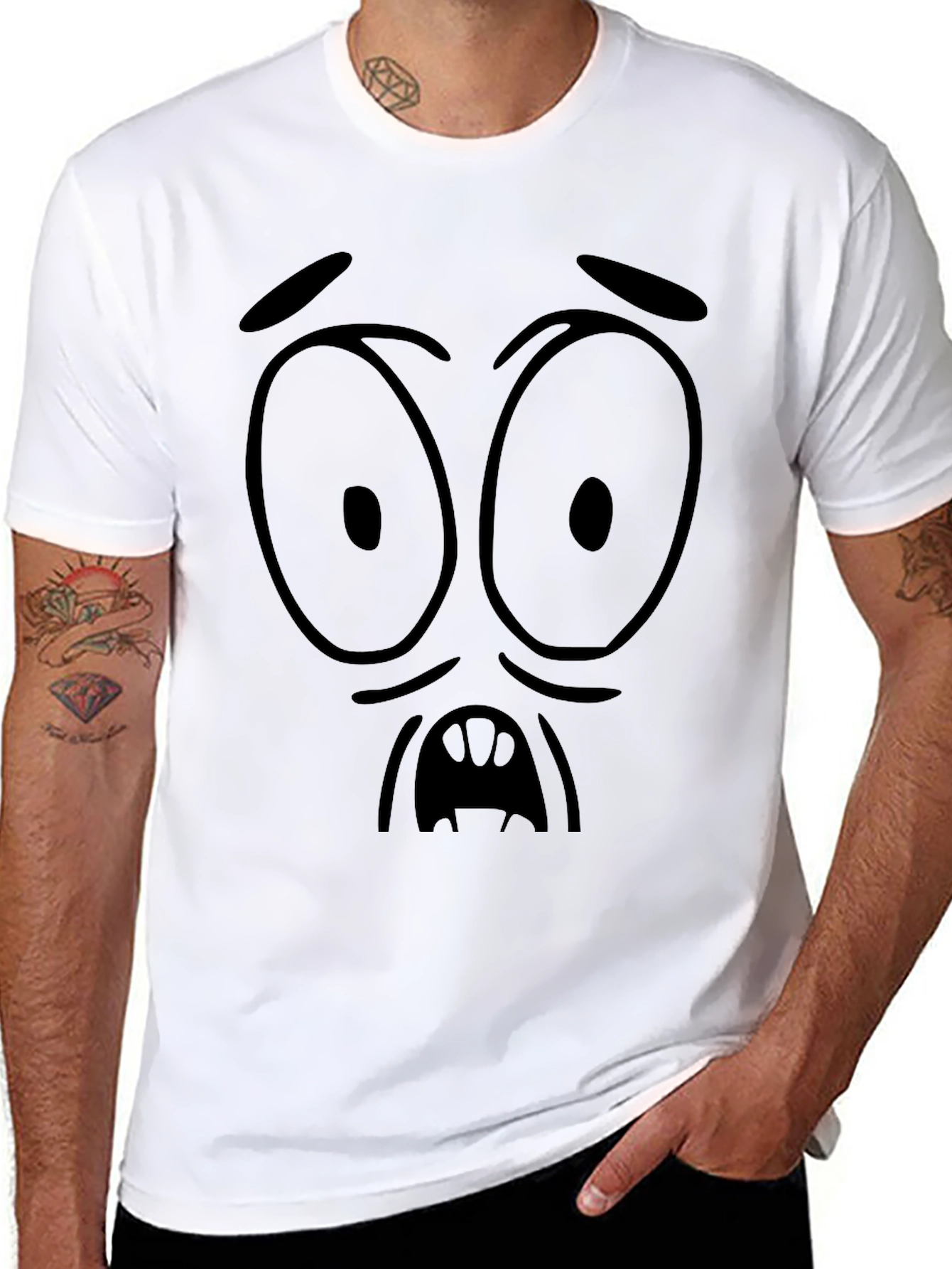 Cartoon Expression Black T-Shirt