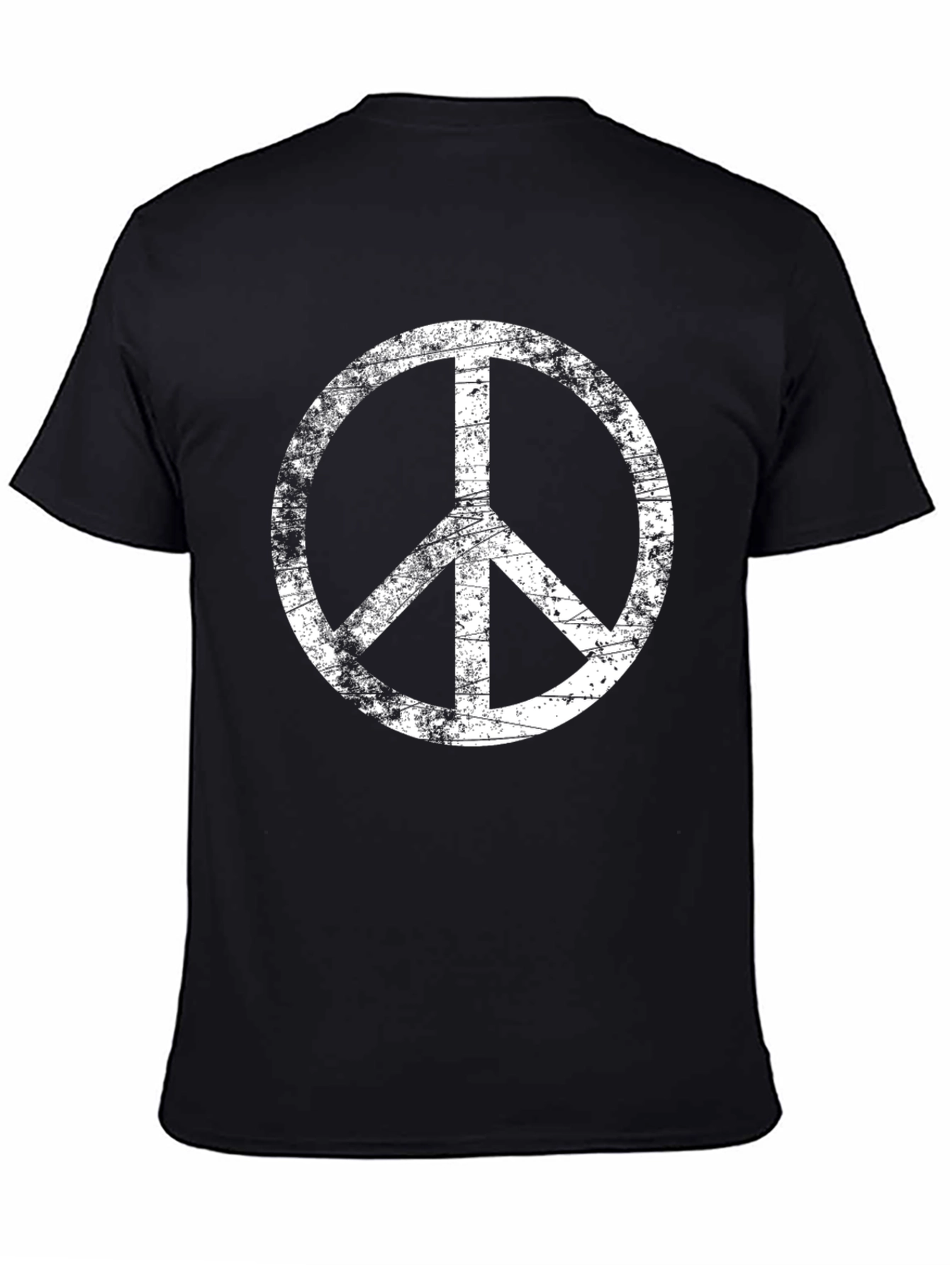 Peace Sign Distressed Black T-Shirt