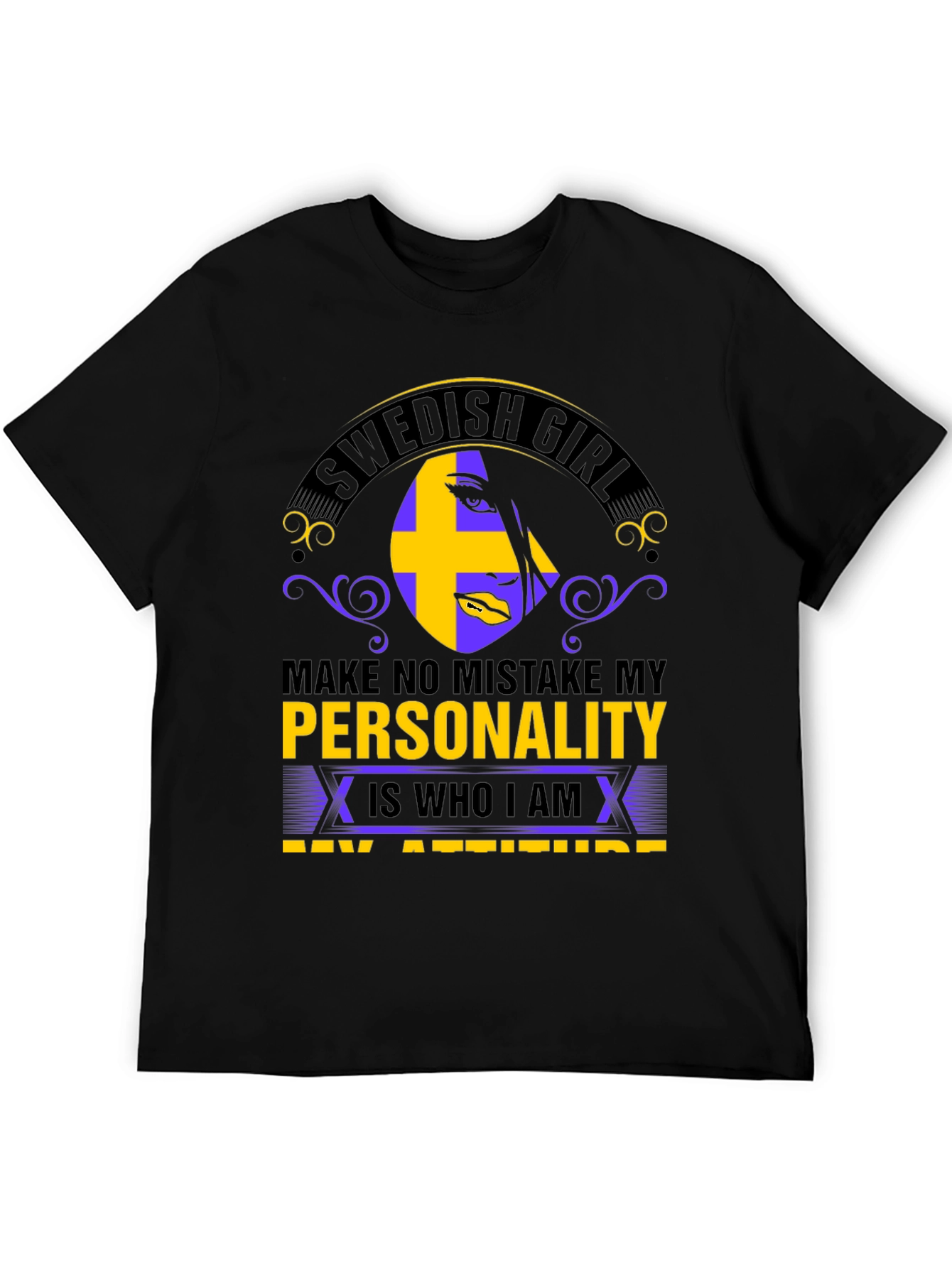 Swedish Girl Personality T-Shirt - Black