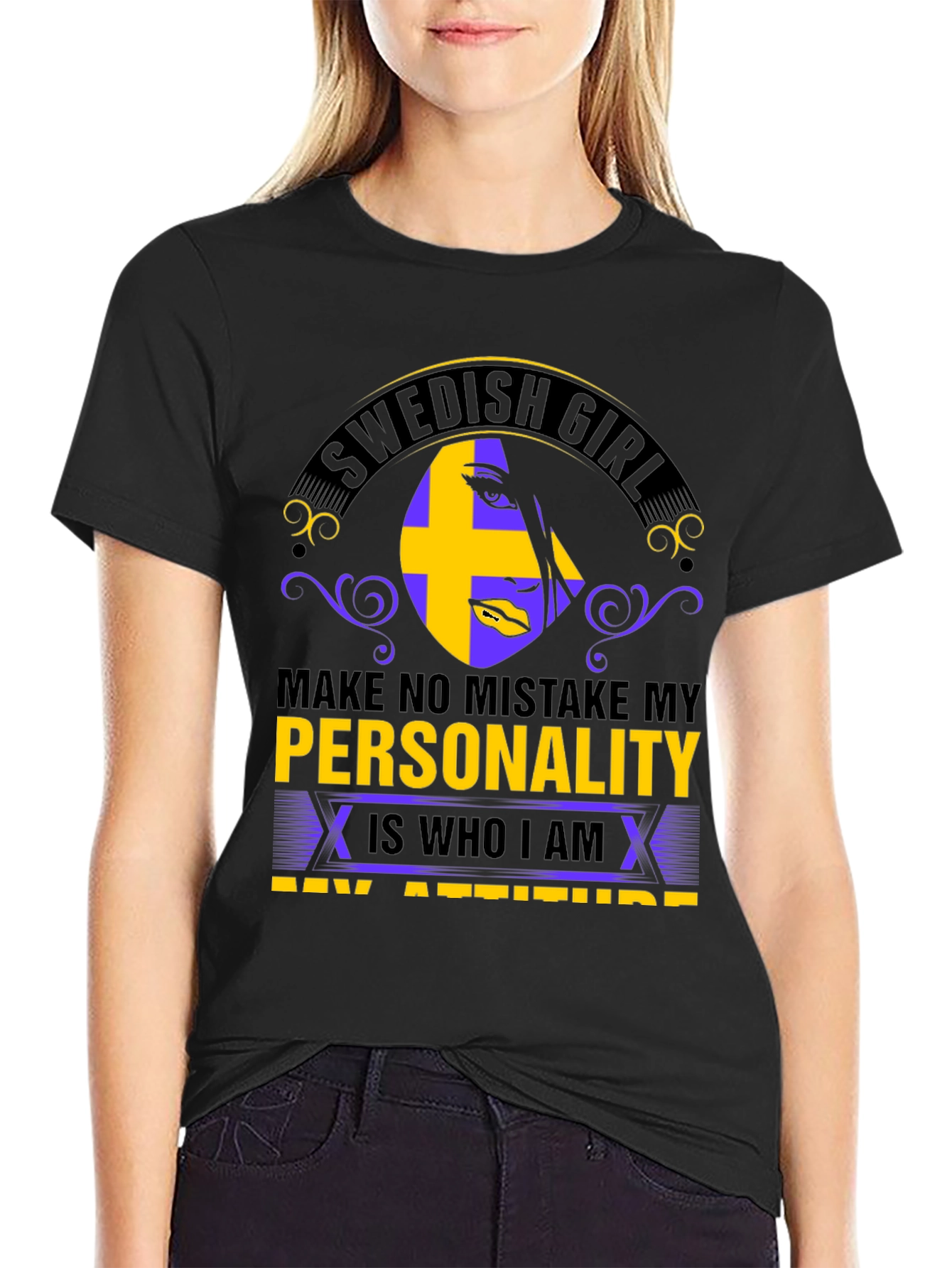 Swedish Girl Personality T-Shirt - Black