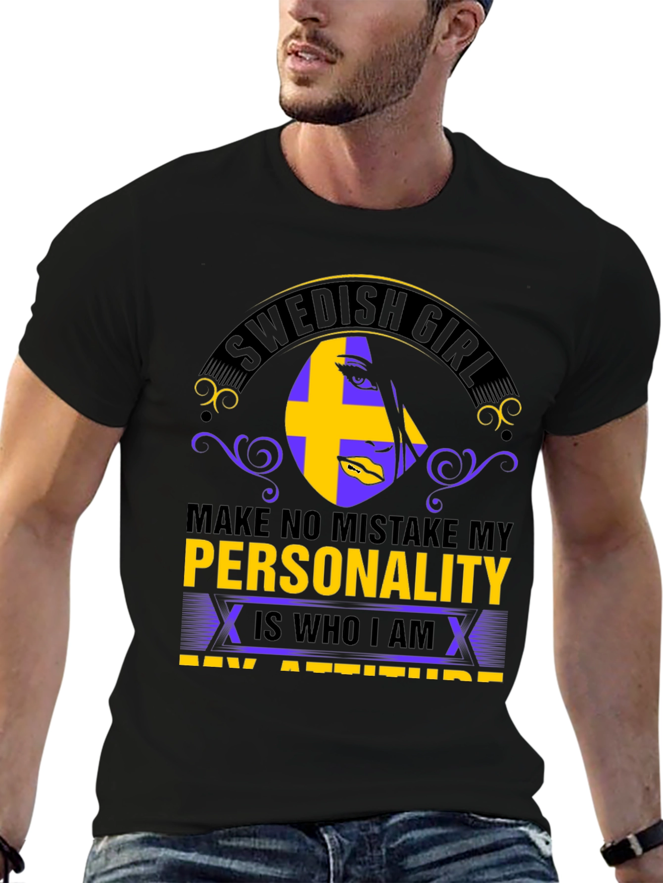Swedish Girl Personality T-Shirt - Black