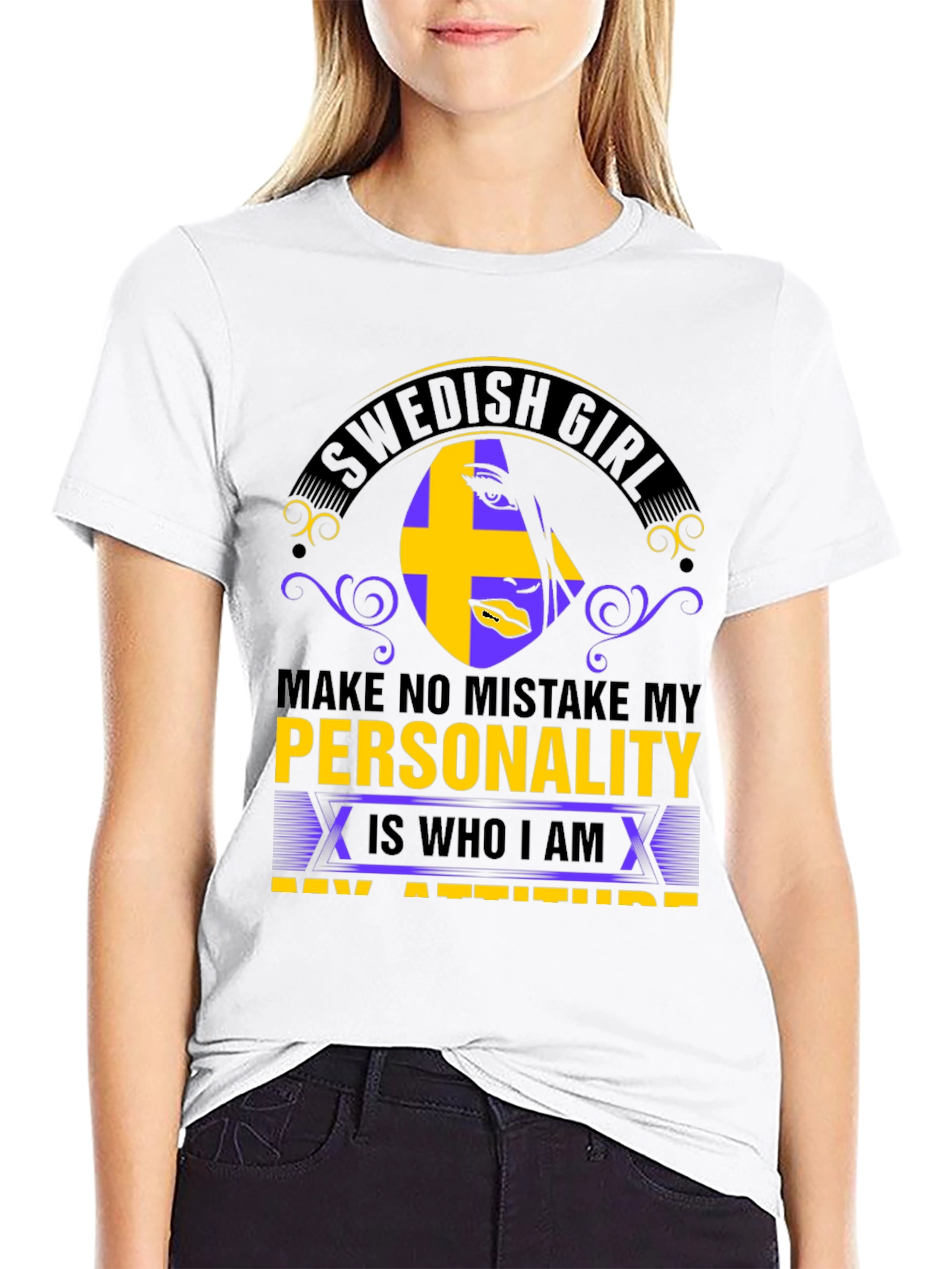 Swedish Girl Personality T-Shirt - Black