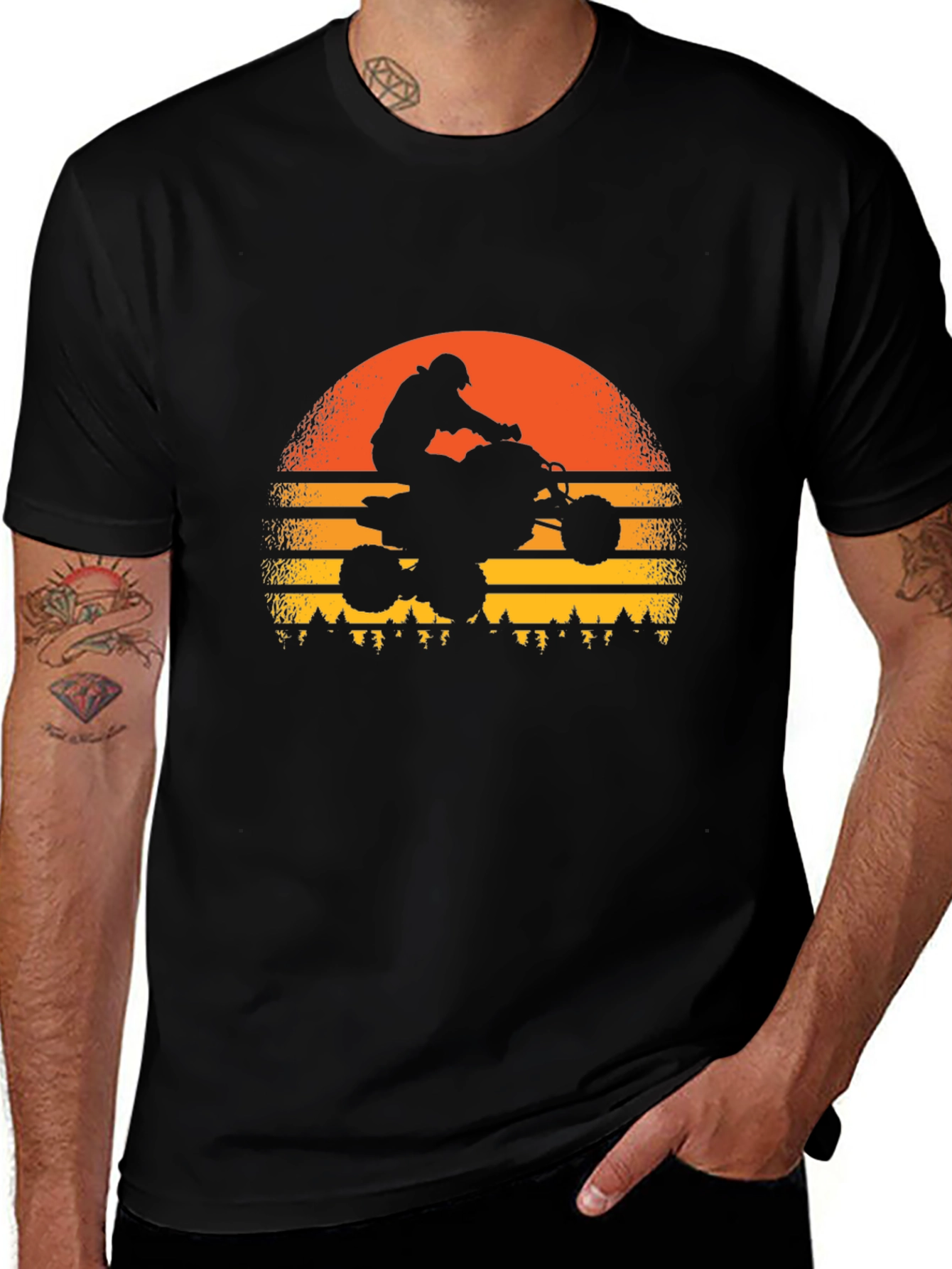 Sunset ATV Rider Graphic Tee - Black