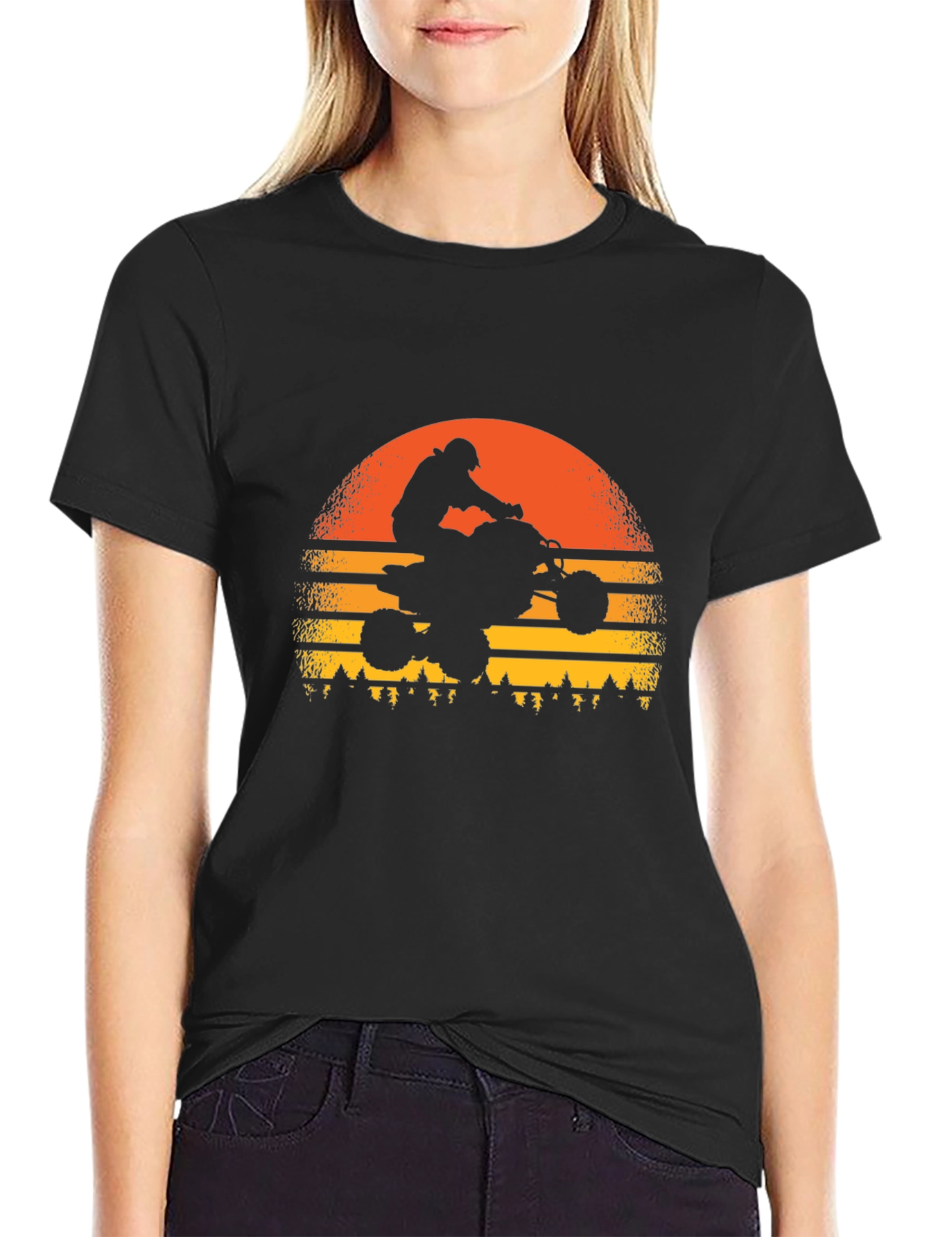 Sunset ATV Rider Graphic Tee - Black