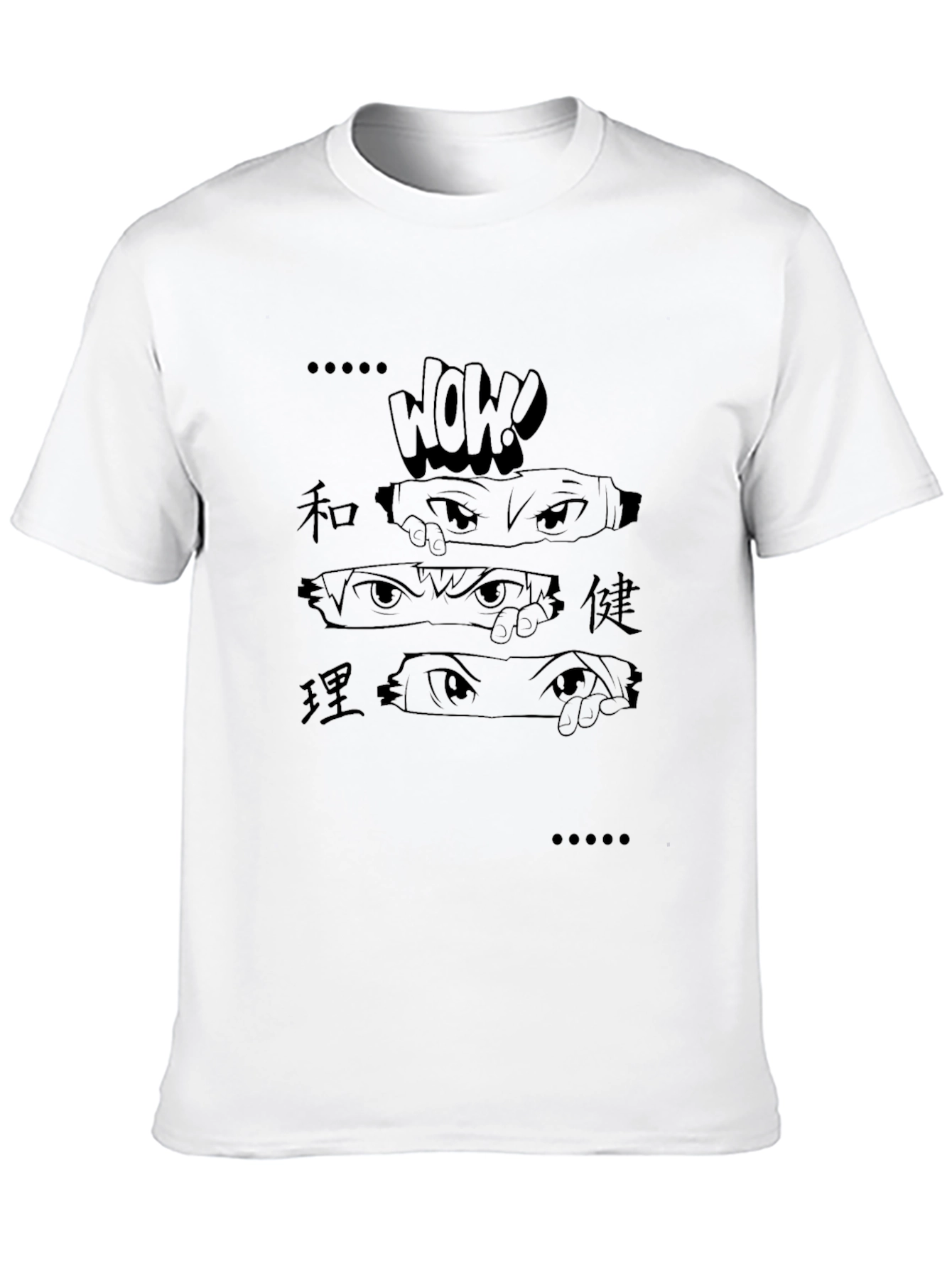 Anime Eyes Graphic Black T-Shirt