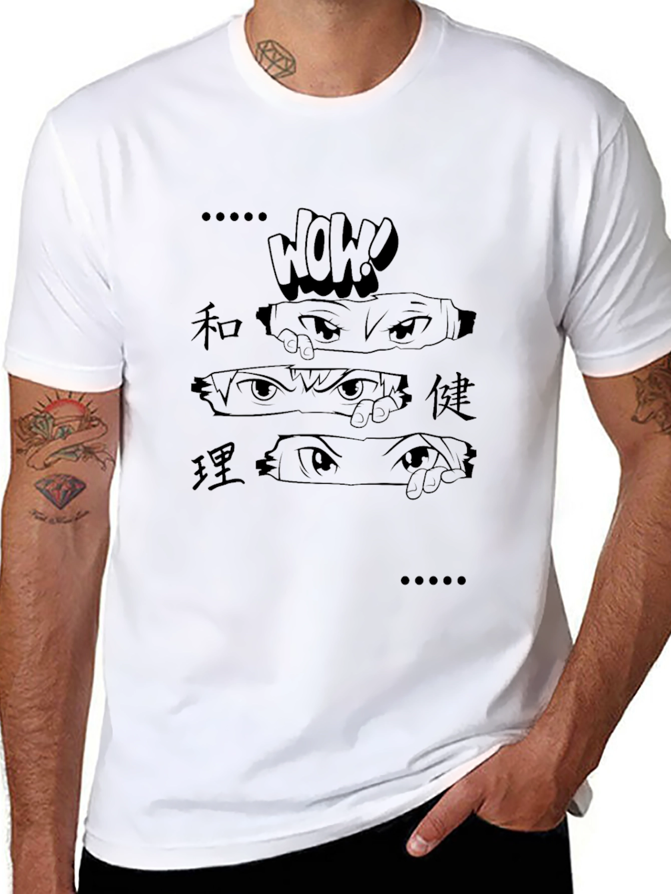 Anime Eyes Graphic Black T-Shirt