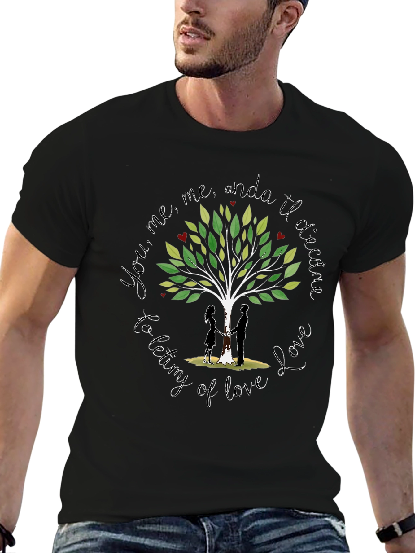 Romantic Tree of Love Graphic T-Shirt