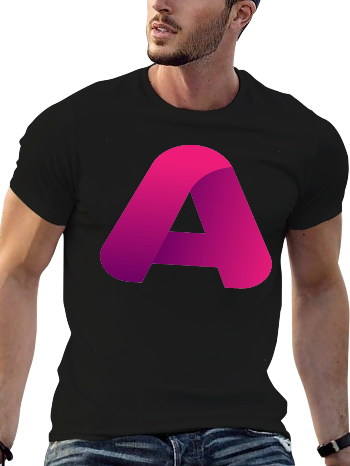 Modern A Graphic Black T-Shirt - Casual Style