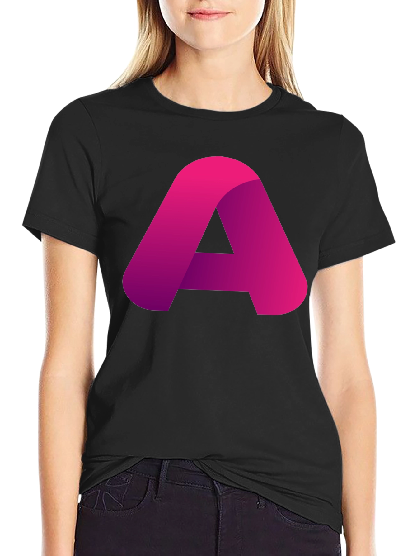 Modern A Graphic Black T-Shirt - Casual Style