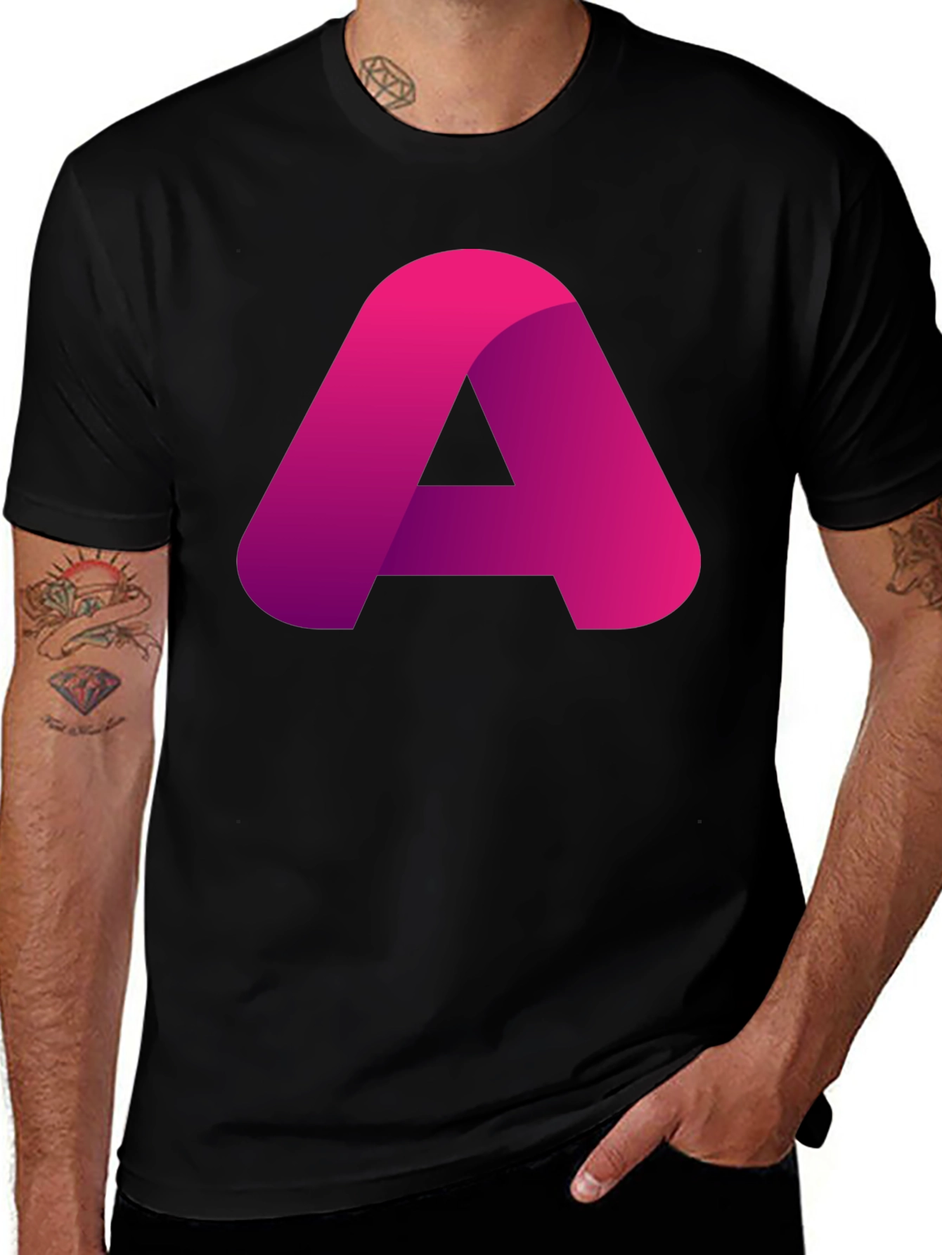 Modern A Graphic Black T-Shirt - Casual Style