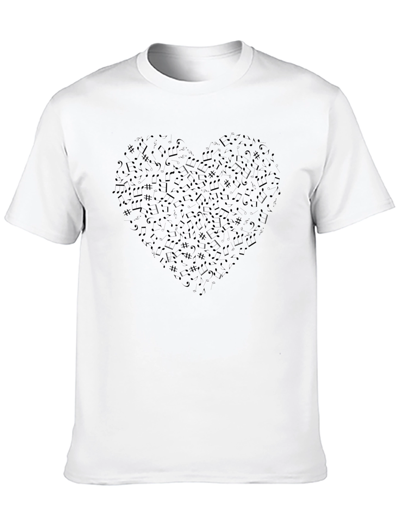 Musical Heart T-Shirt - Black Crew Neck Tee