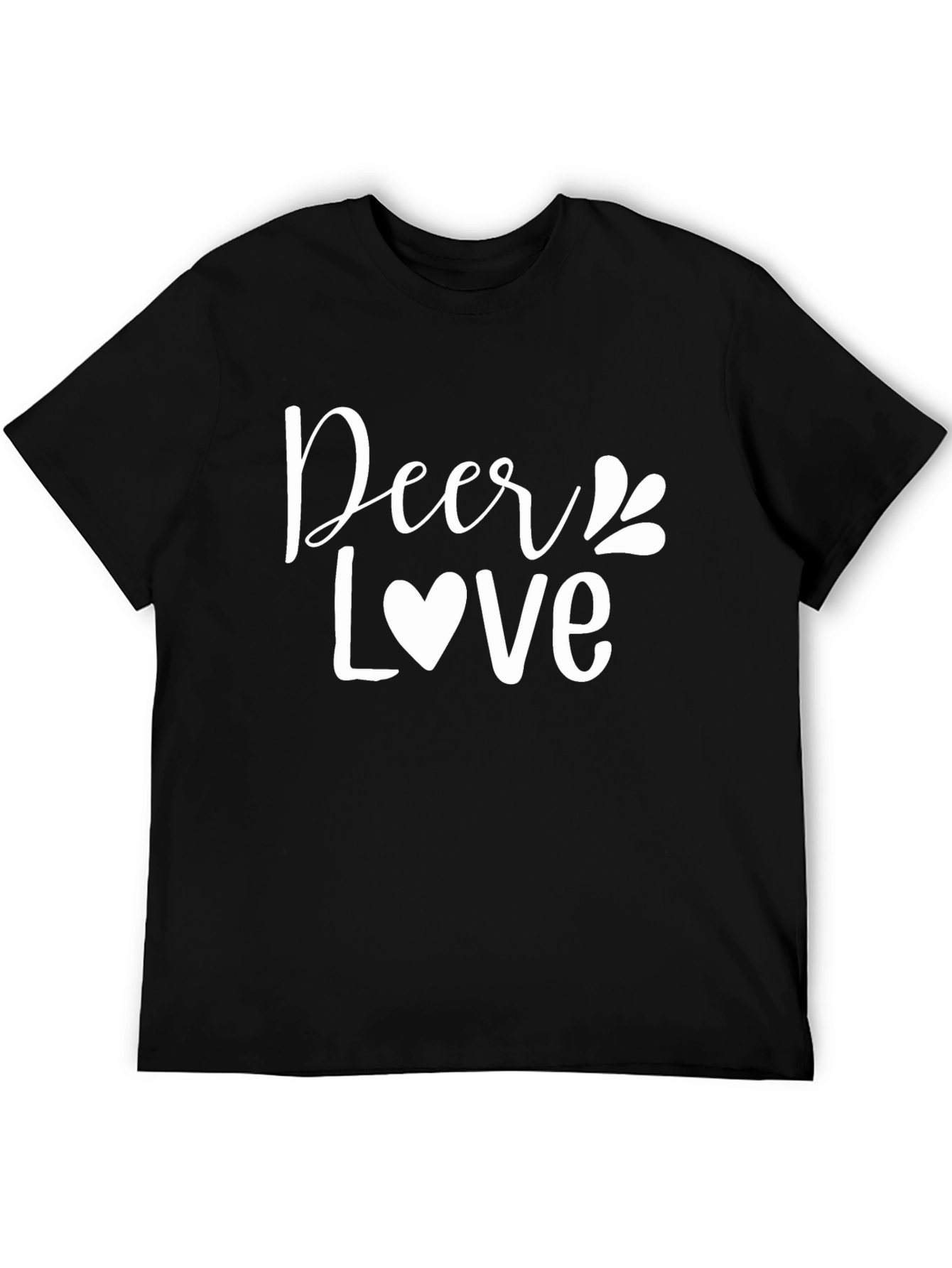 Deer Love Graphic T-Shirt - Black Crew Neck Tee
