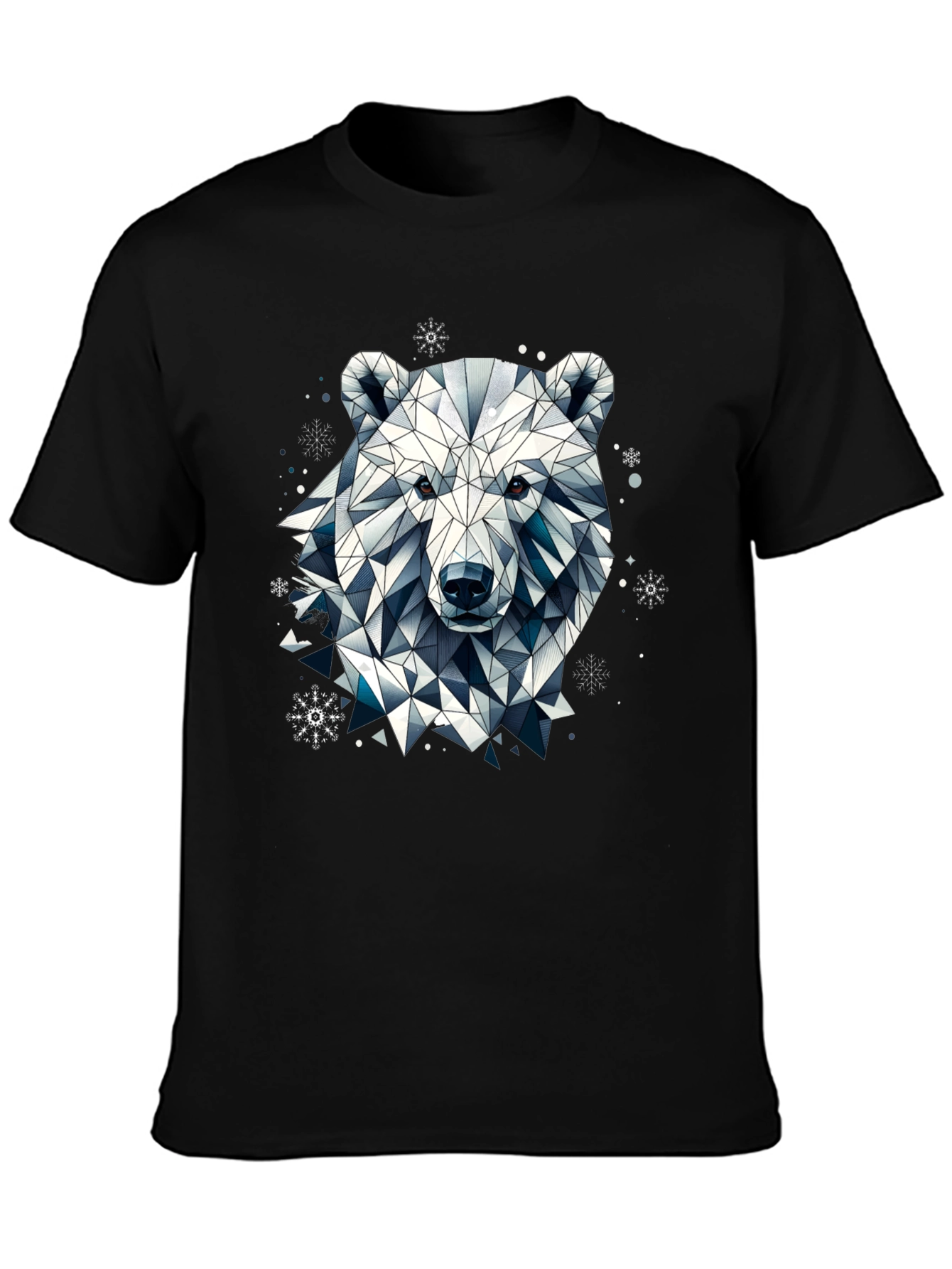 Geometric Polar Bear Black T-Shirt