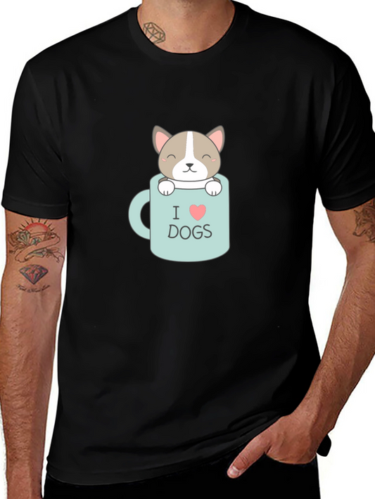 I Heart Dogs T-Shirt - Cute Puppy in Mug Design