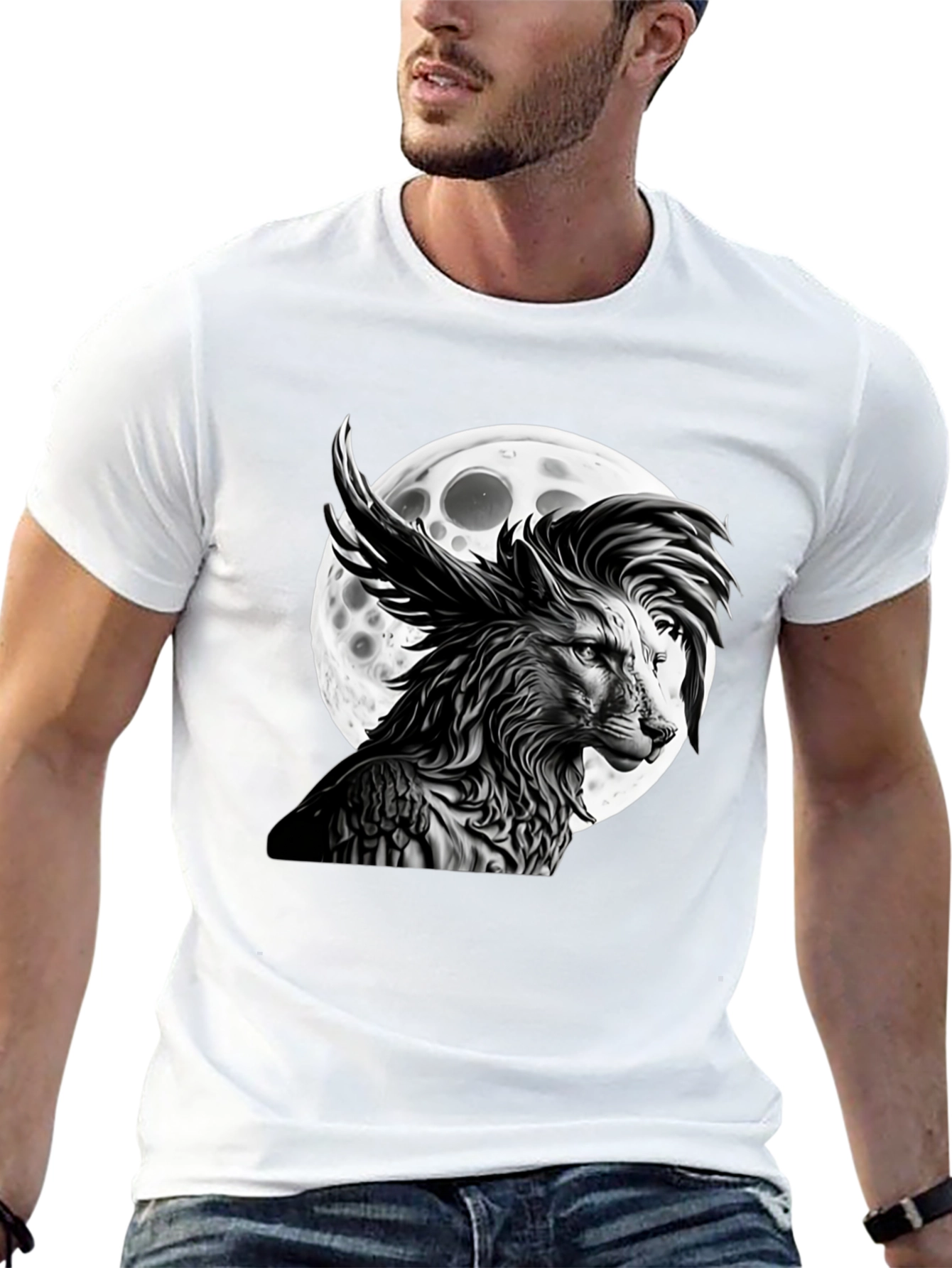 Wolf Moon Graphic Tee - Unique Design