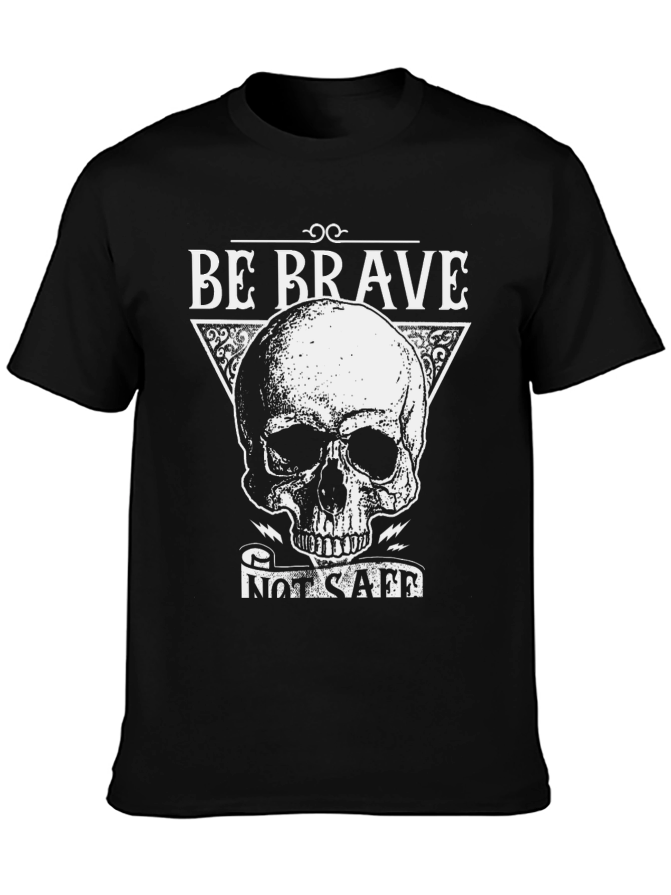 Be Brave T-Shirt with Skull Graphic - Black