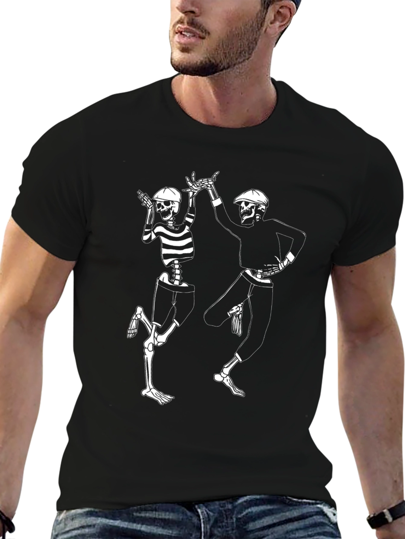Dancing Skeletons Graphic Tee - Black