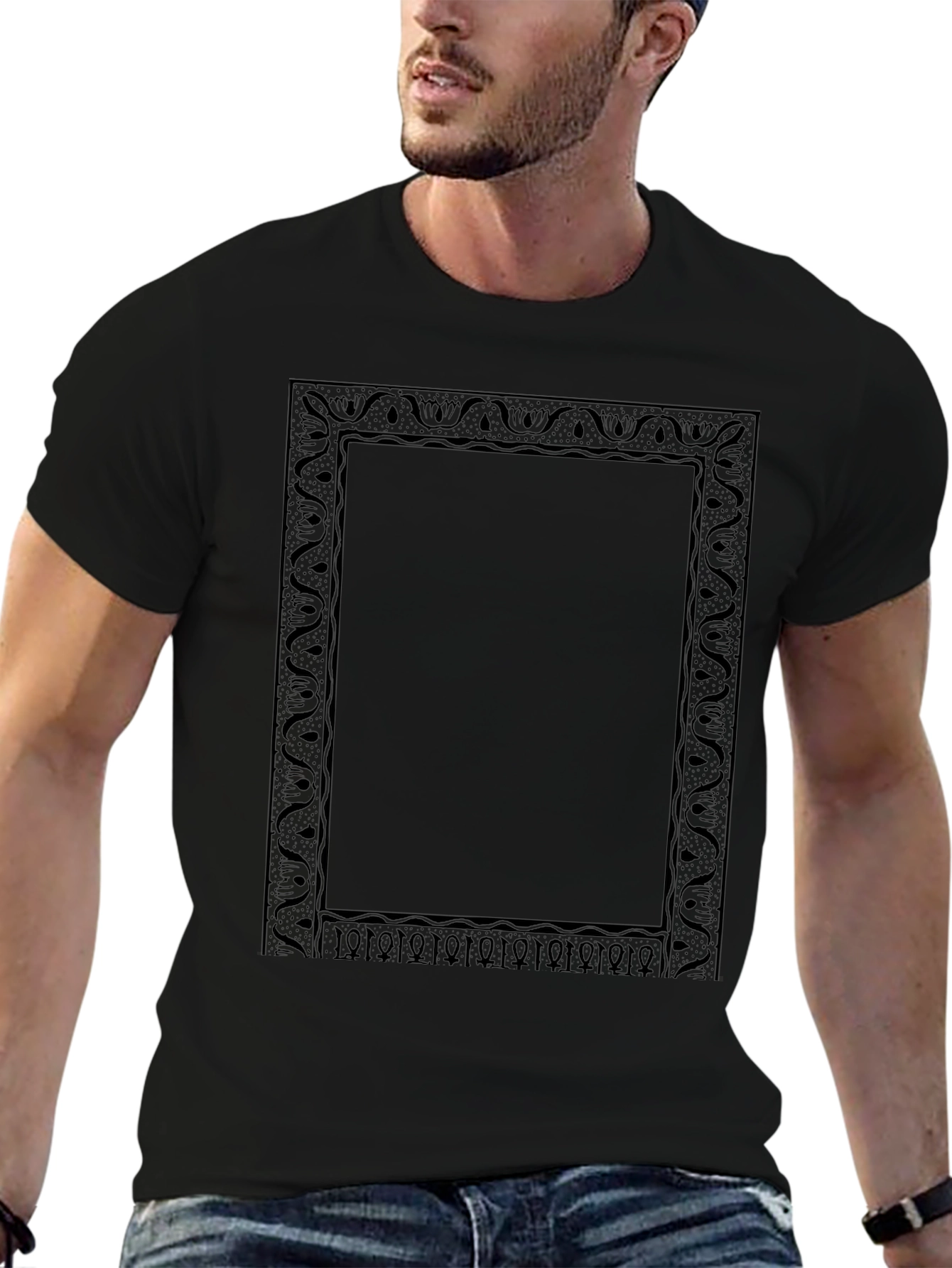 Ornate Frame Graphic Tee - Classic Black