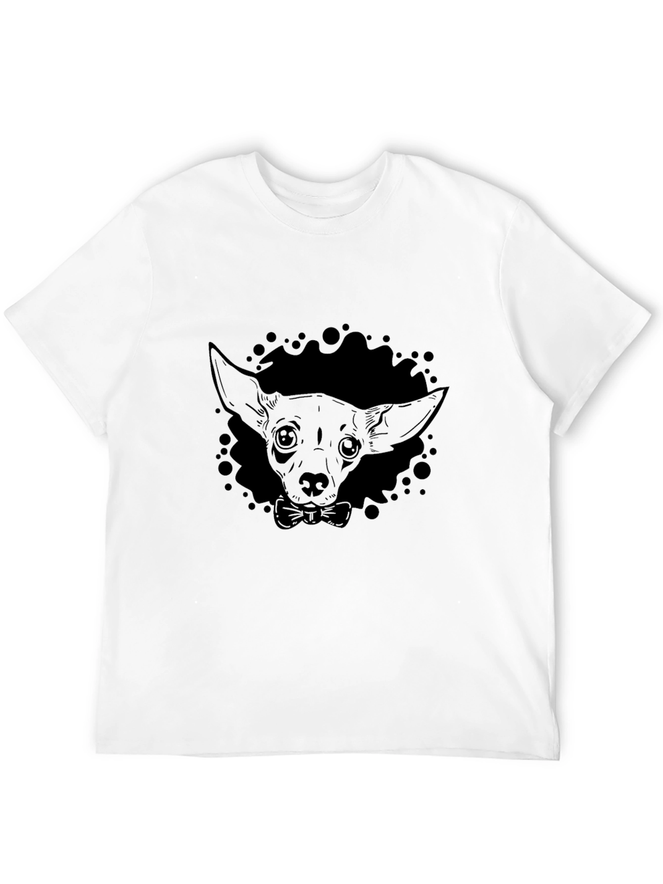 Dog with Bowtie Graphic Black T-Shirt
