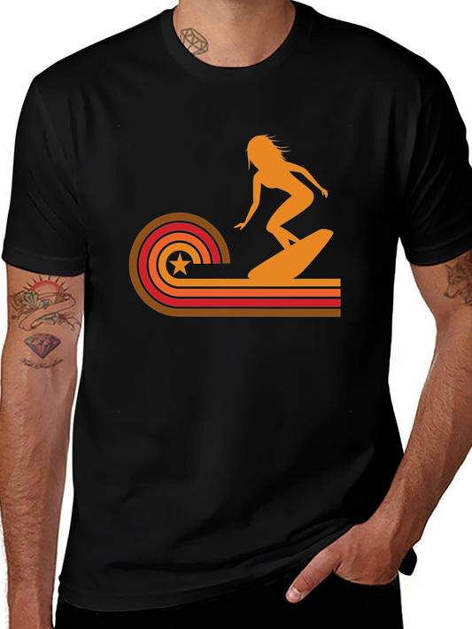 Retro Surfer Girl T-Shirt - Vintage Summer Vibes