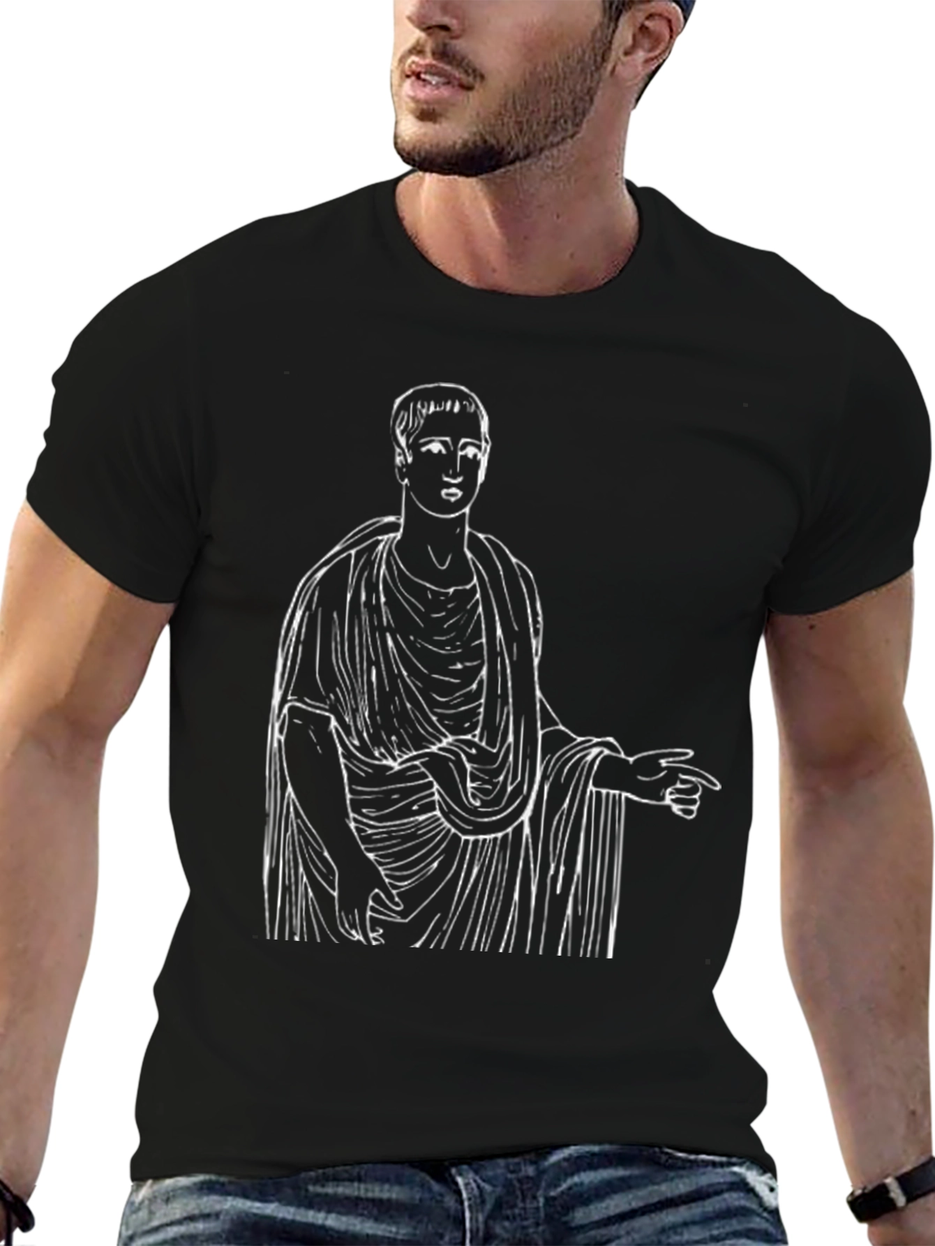 Ancient Roman Toga Graphic Tee - Black