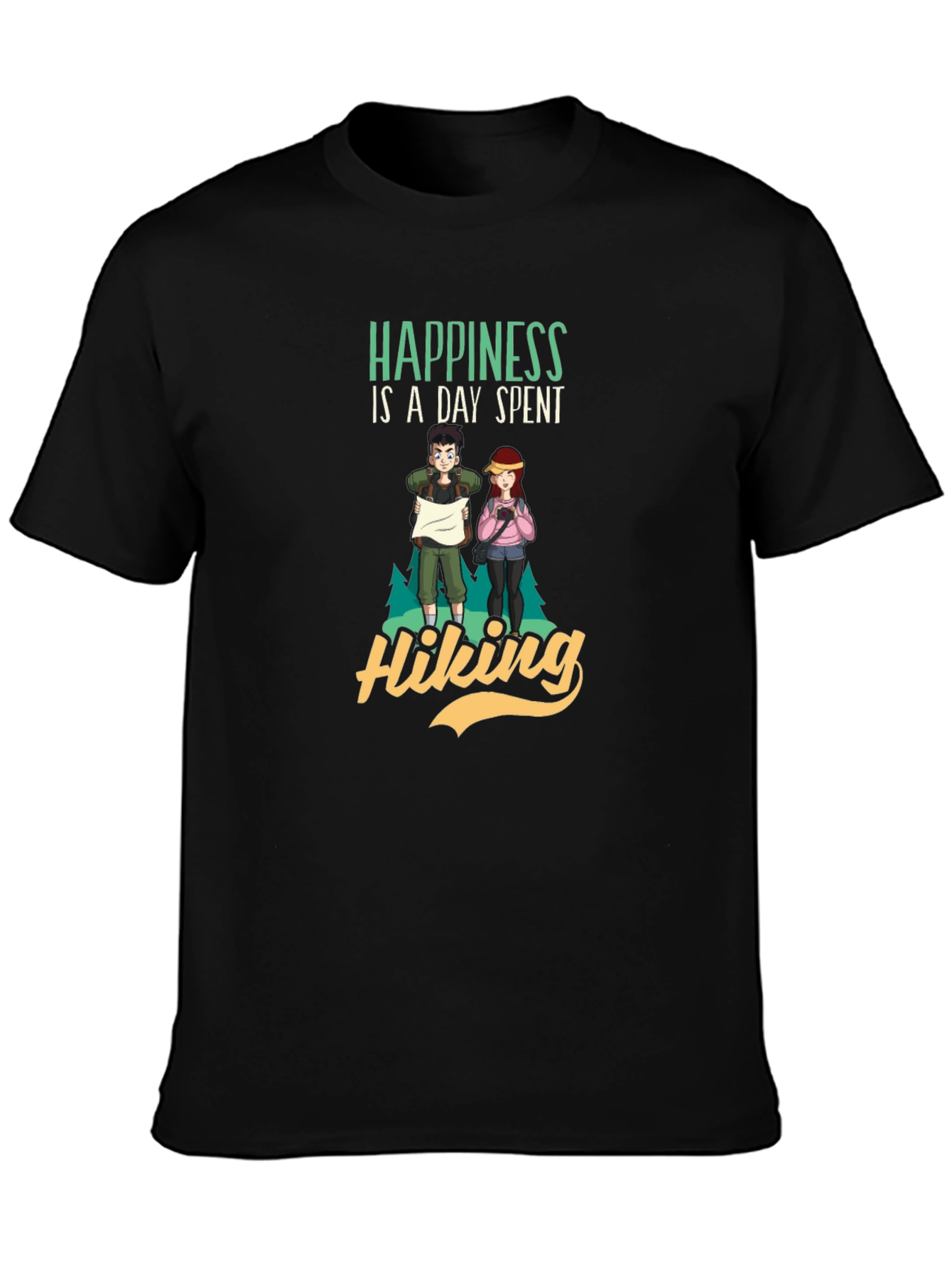 Happiness is a Day Spent Hiking Graphic T-Shirt