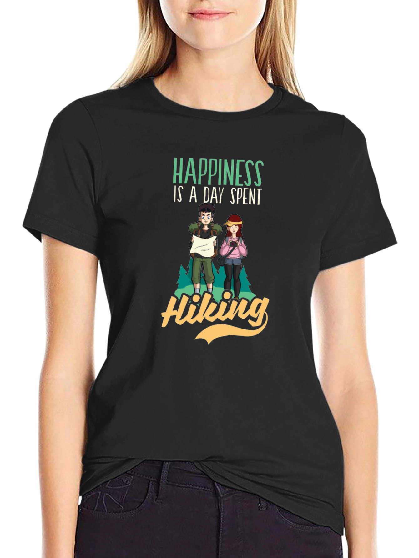 Happiness is a Day Spent Hiking Graphic T-Shirt