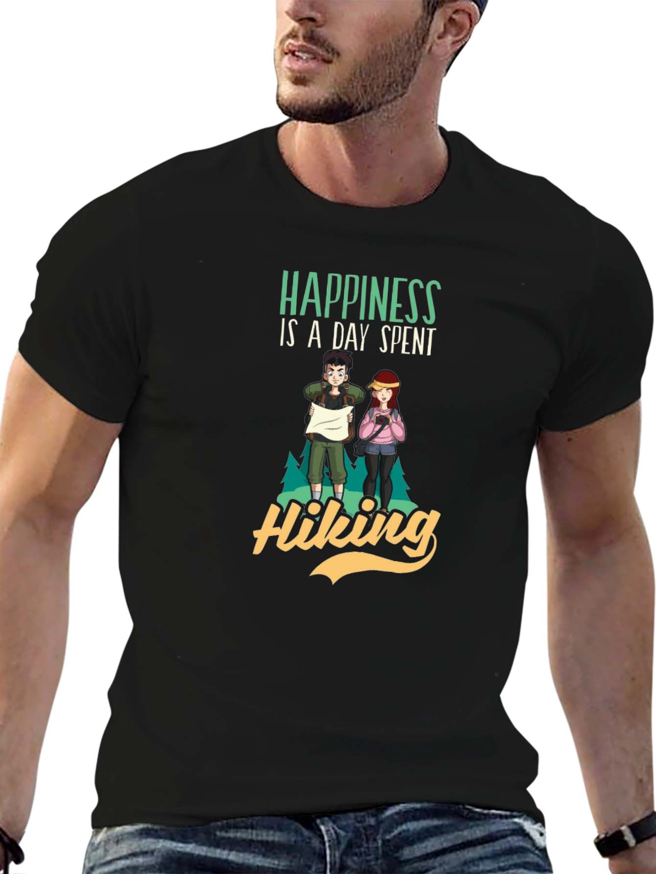 Happiness is a Day Spent Hiking Graphic T-Shirt
