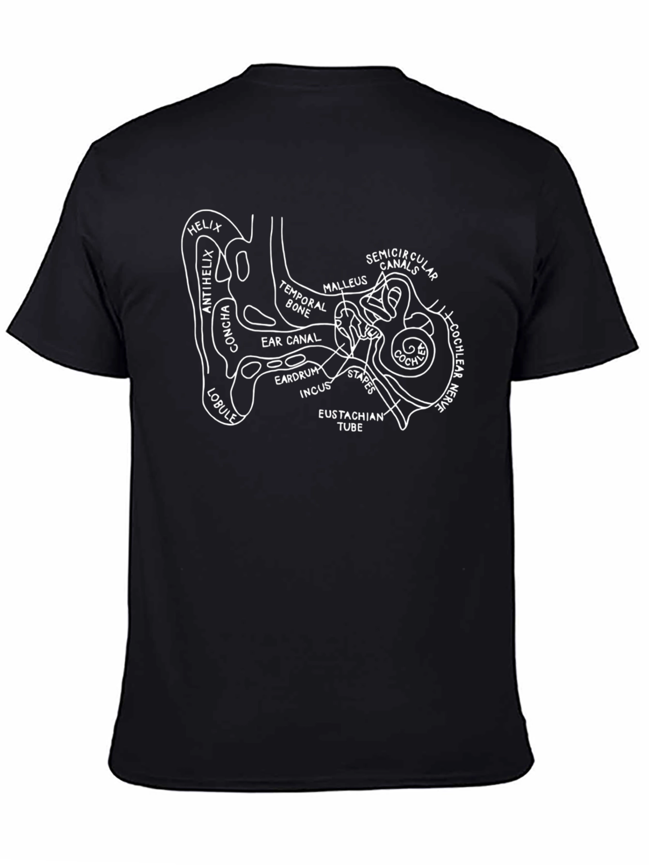 Human Ear Anatomy Diagram T-Shirt - Medical Science Tee