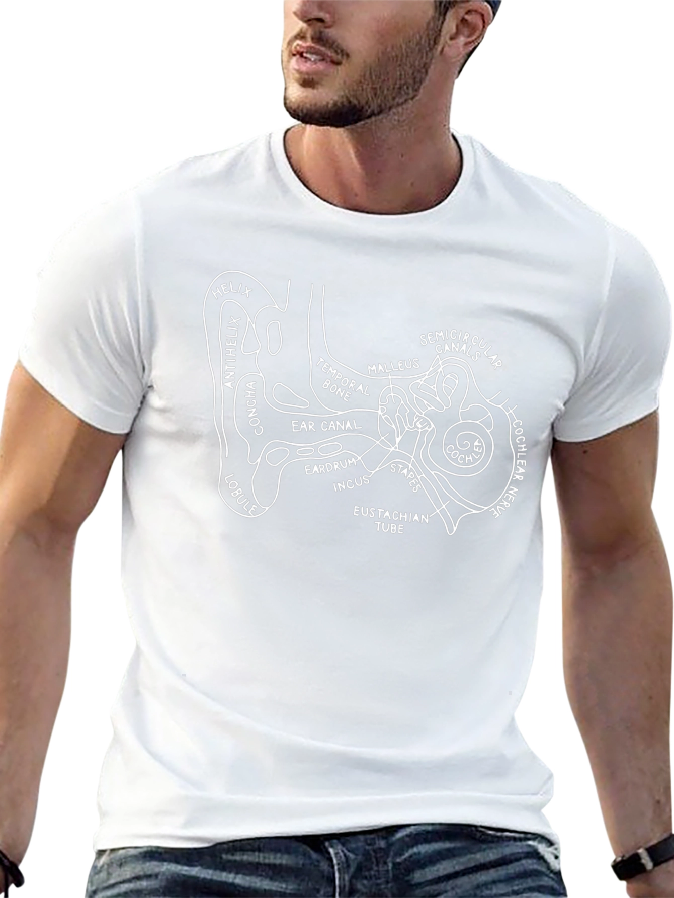 Human Ear Anatomy Diagram T-Shirt - Medical Science Tee