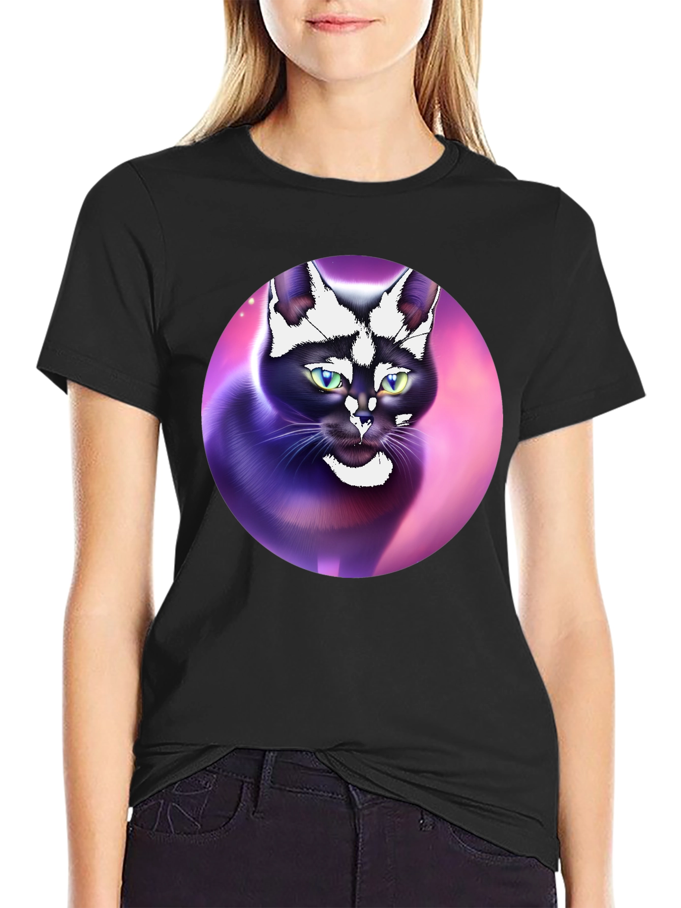 Black Cat Portrait Graphic Tee