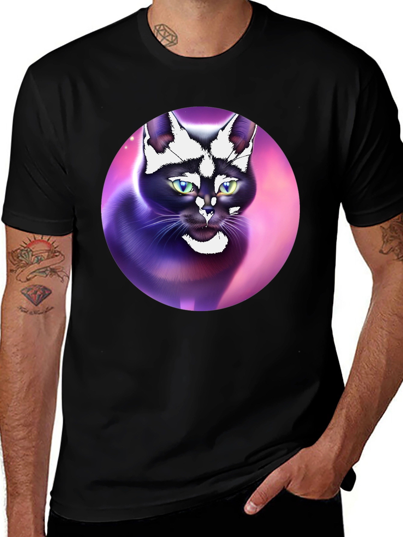 Black Cat Portrait Graphic Tee