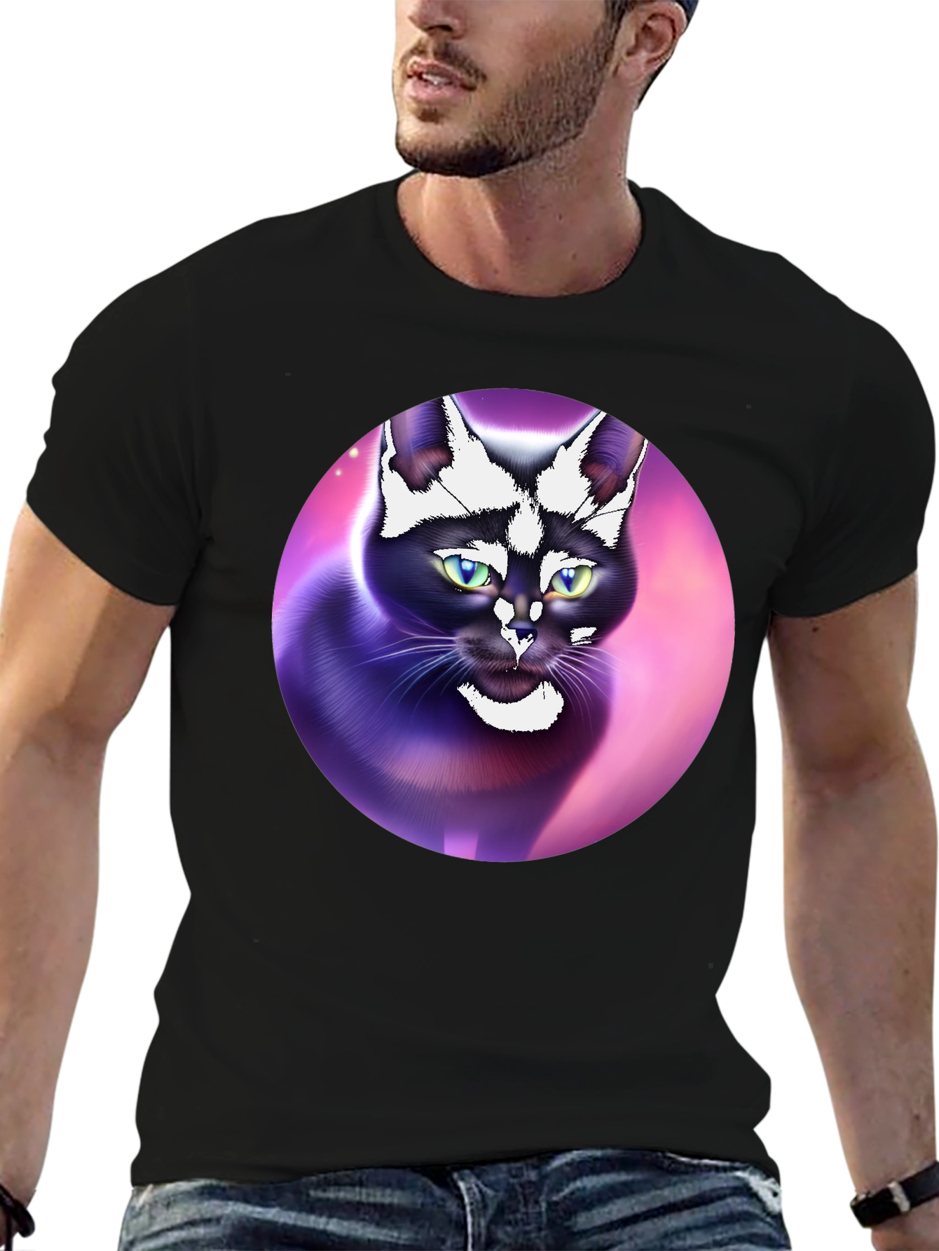 Black Cat Portrait Graphic Tee