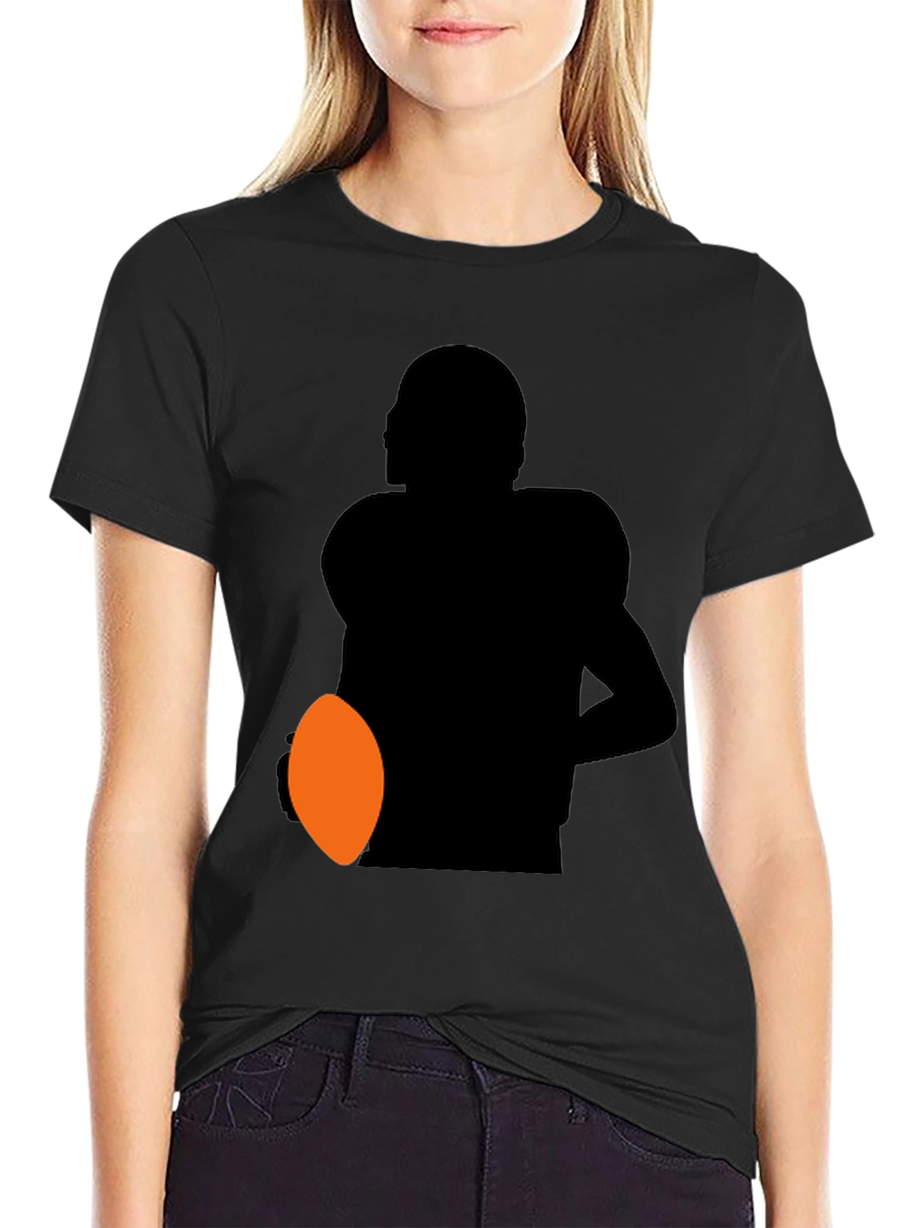 Football Player Silhouette Graphic Tee