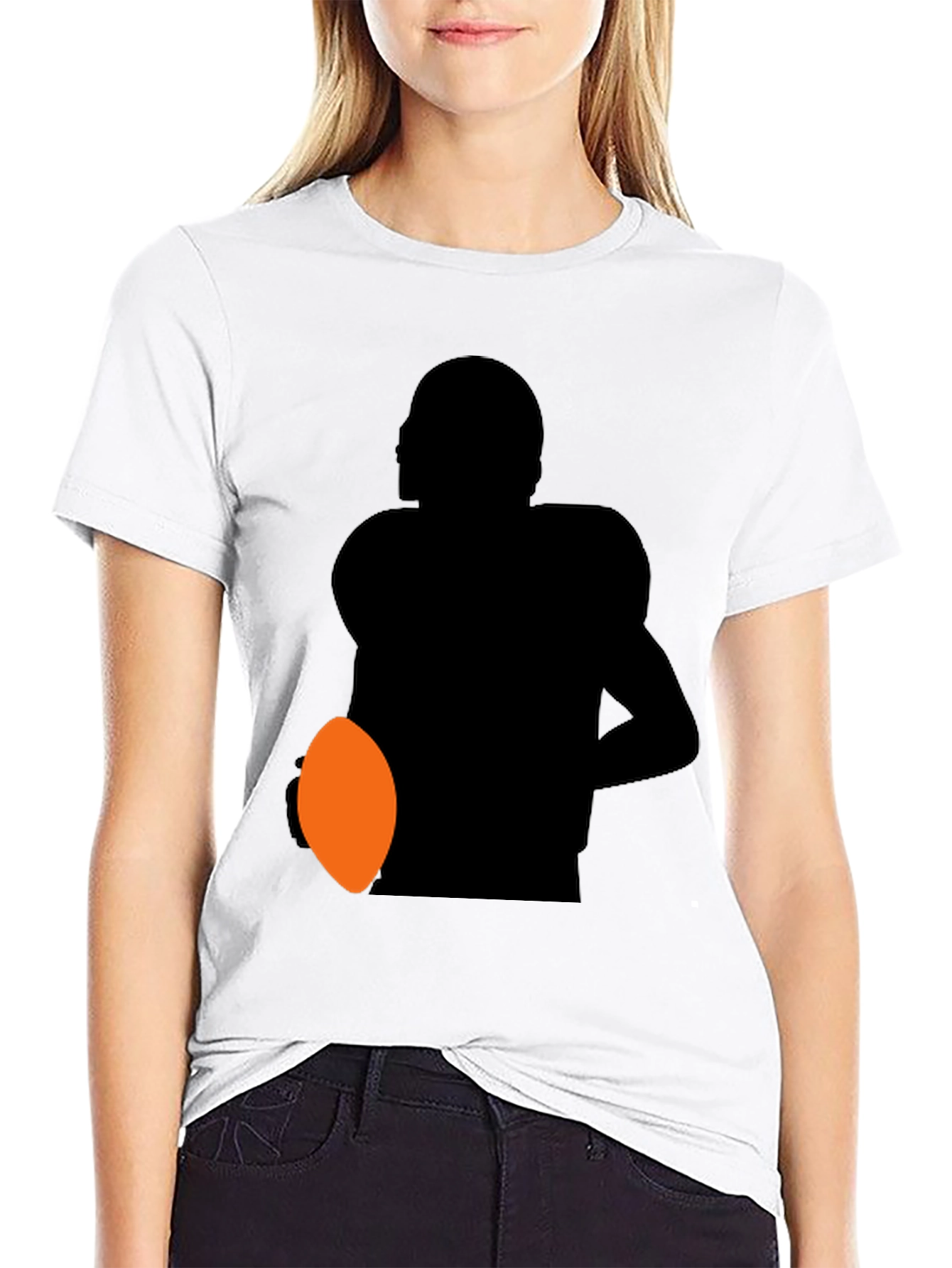 Football Player Silhouette Graphic Tee