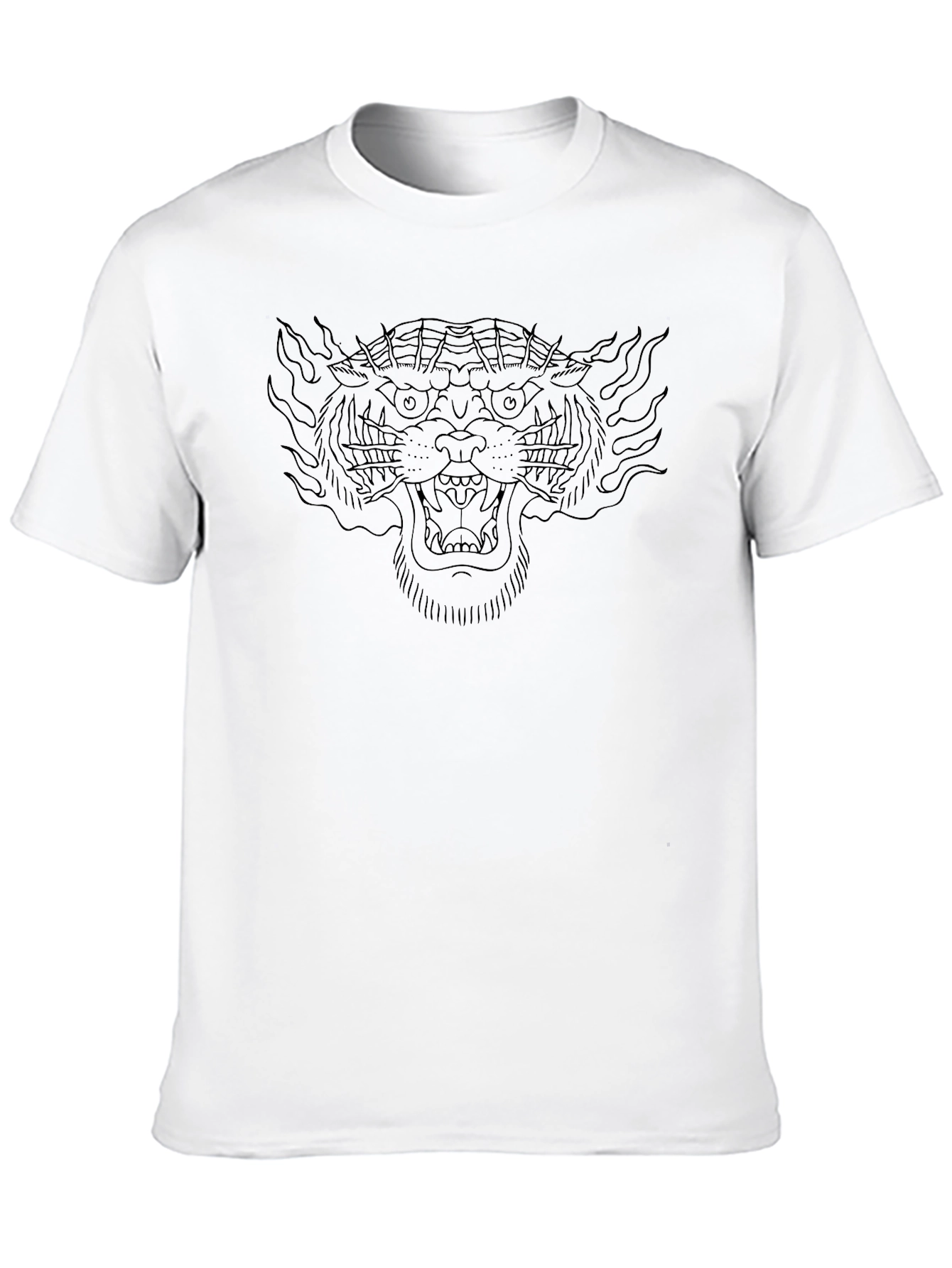 Black Graphic Tee - Tiger Flame Design