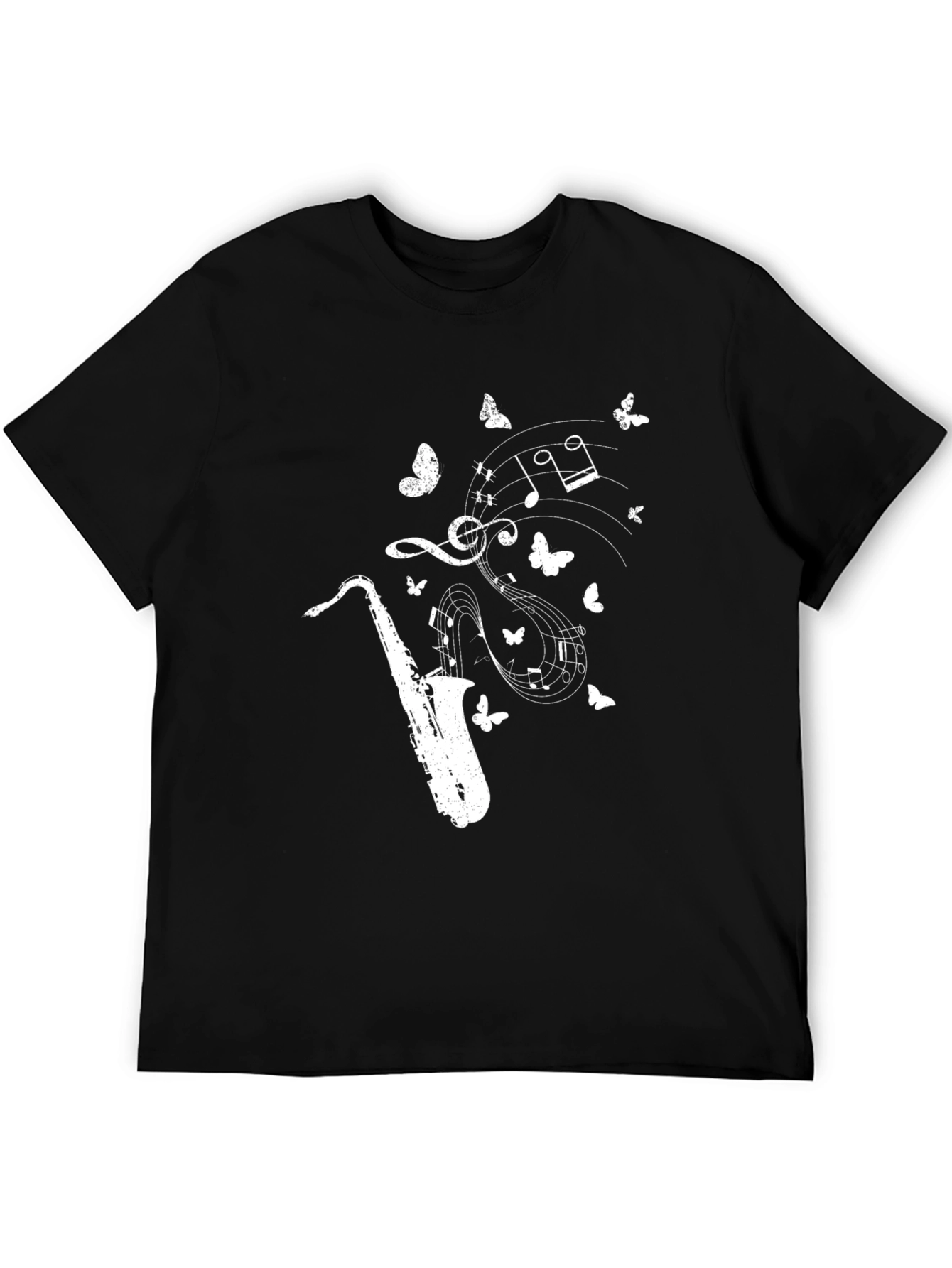 Saxophone Music Notes Butterfly Graphic Tee