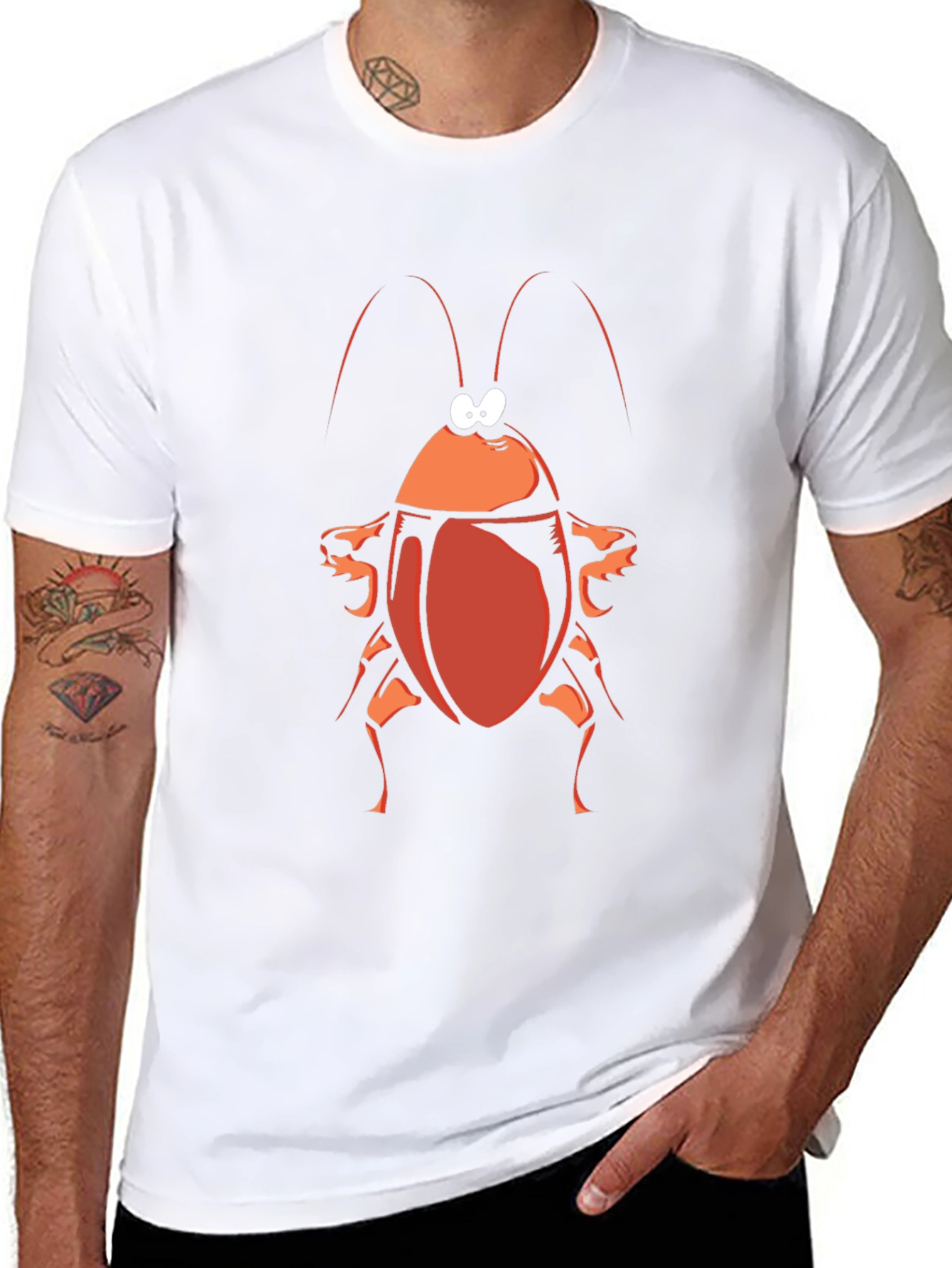Cartoon Cockroach Graphic Tee - Black